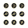 Indira Spiritual Bindis – Premium Designer Black Velvet Om Shree Swastik Bindis (15mm)- 9 Round Bindis Forehead Stickers for Women & Girls (INDI018)