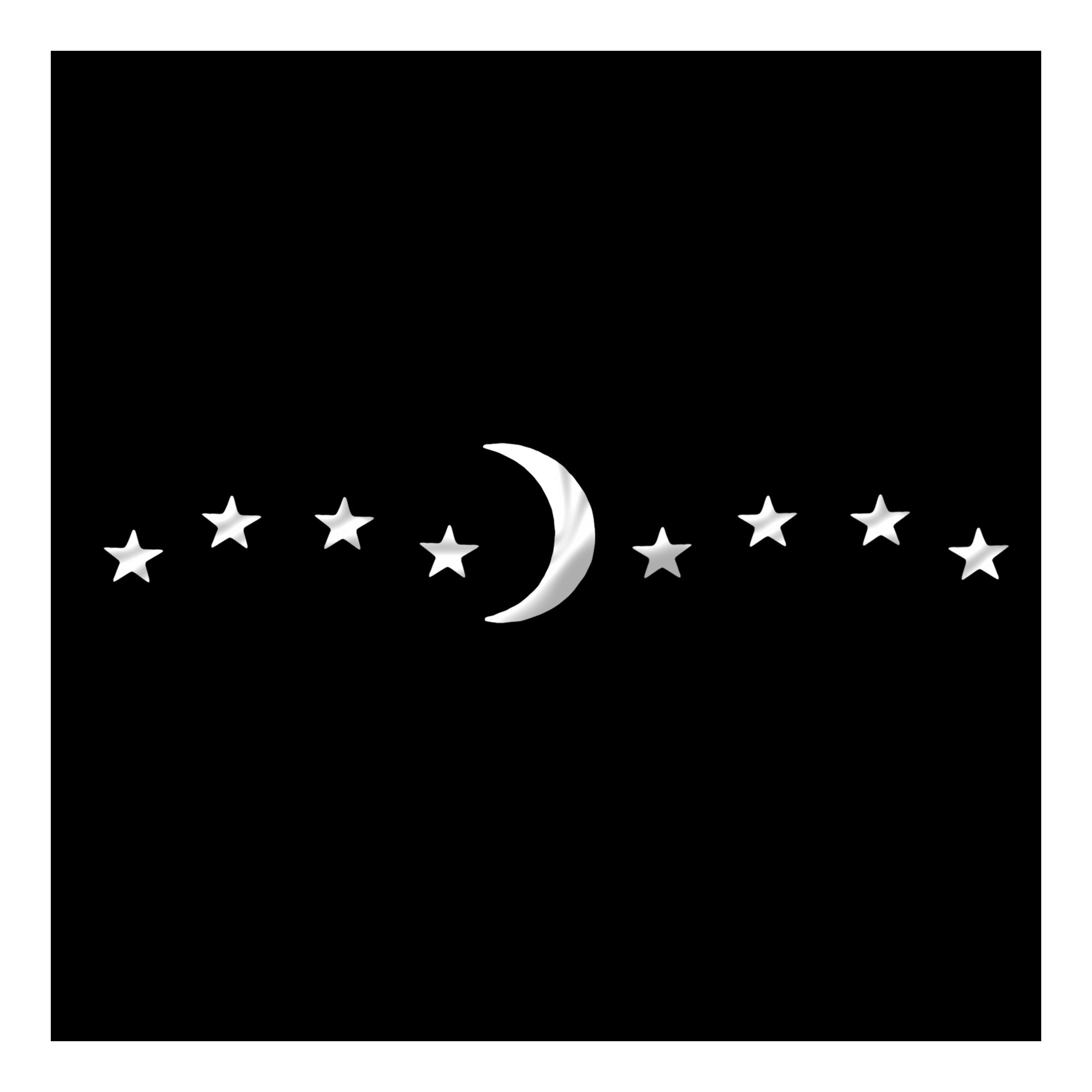 Comet Busters celestial moon and stars forehead bindi featuring a central crescent moon with symmetrical star accents. Elegant peel-and-stick designer bindi perfect for festive wear, fusion fashion, party looks, spiritual styling, and ethnic occasions.