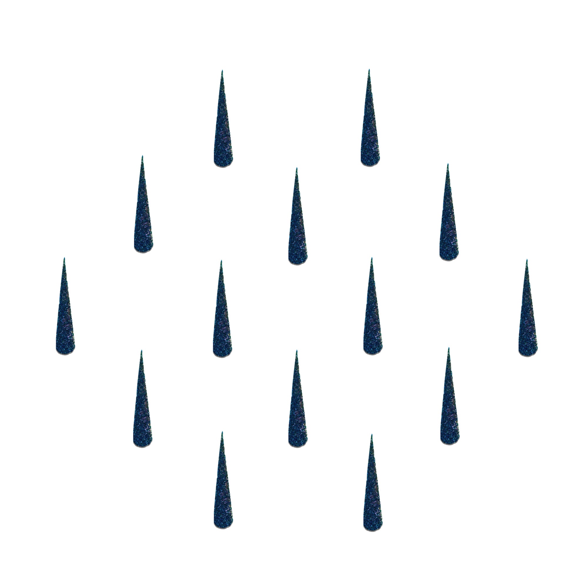 Comet Busters Classic Blue Long Drop Bindis featuring a sleek elongated teardrop  Premium self-adhesive bindis designed for traditional wear, festive occasions, cultural events, dance performances, and everyday ethnic styling.