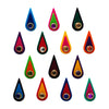 Indira by Comet Busters® Rang Tarang Teardrop Kundan Bindis – 17mm Multicolor Velvet (14 Bindis)(INDI123)
