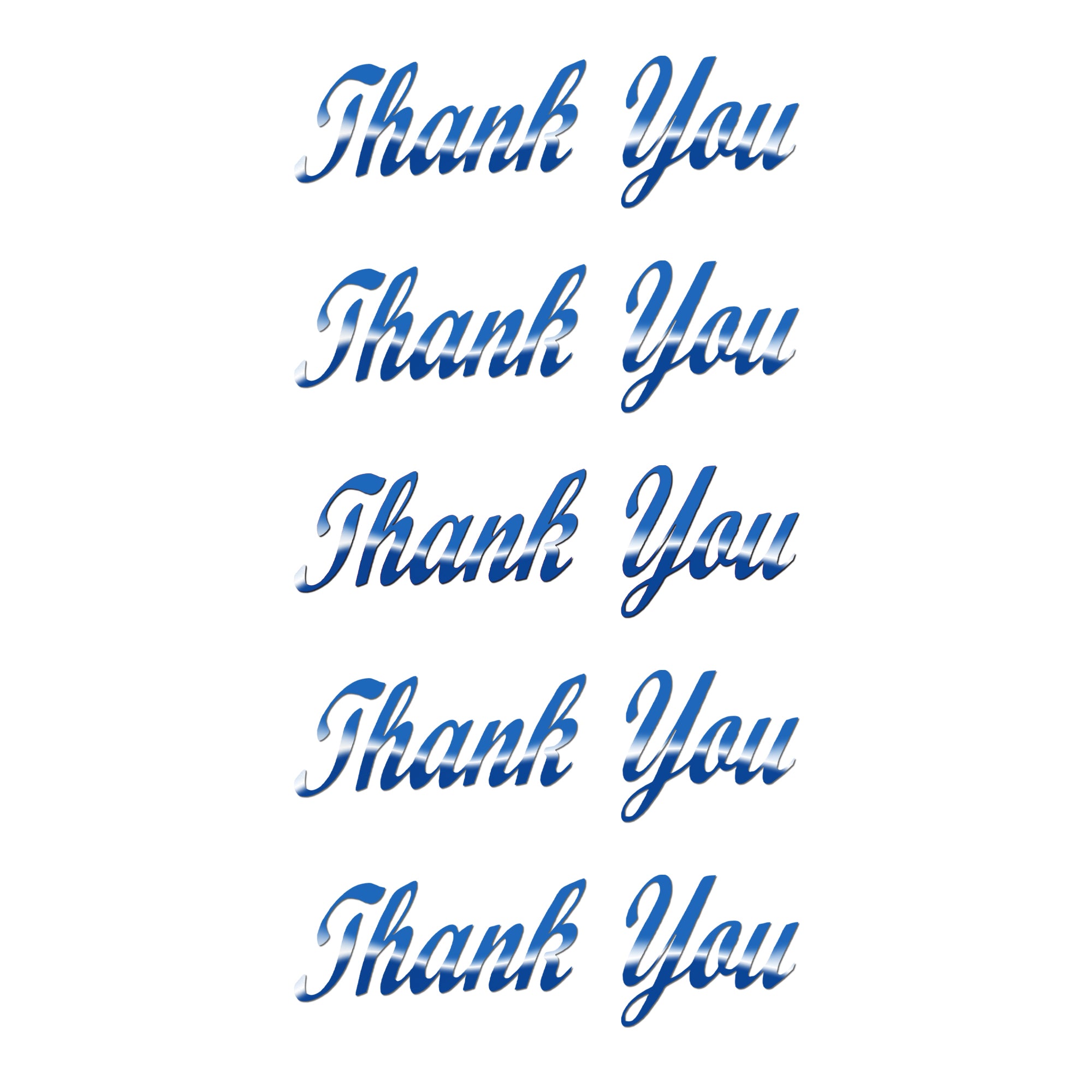 Comet Busters Thank You script sticker featuring elegant blue cursive lettering with a self-adhesive finish, ideal for gift wrapping, thank you cards, party favors, scrapbook projects, DIY crafts, and personalized packaging.