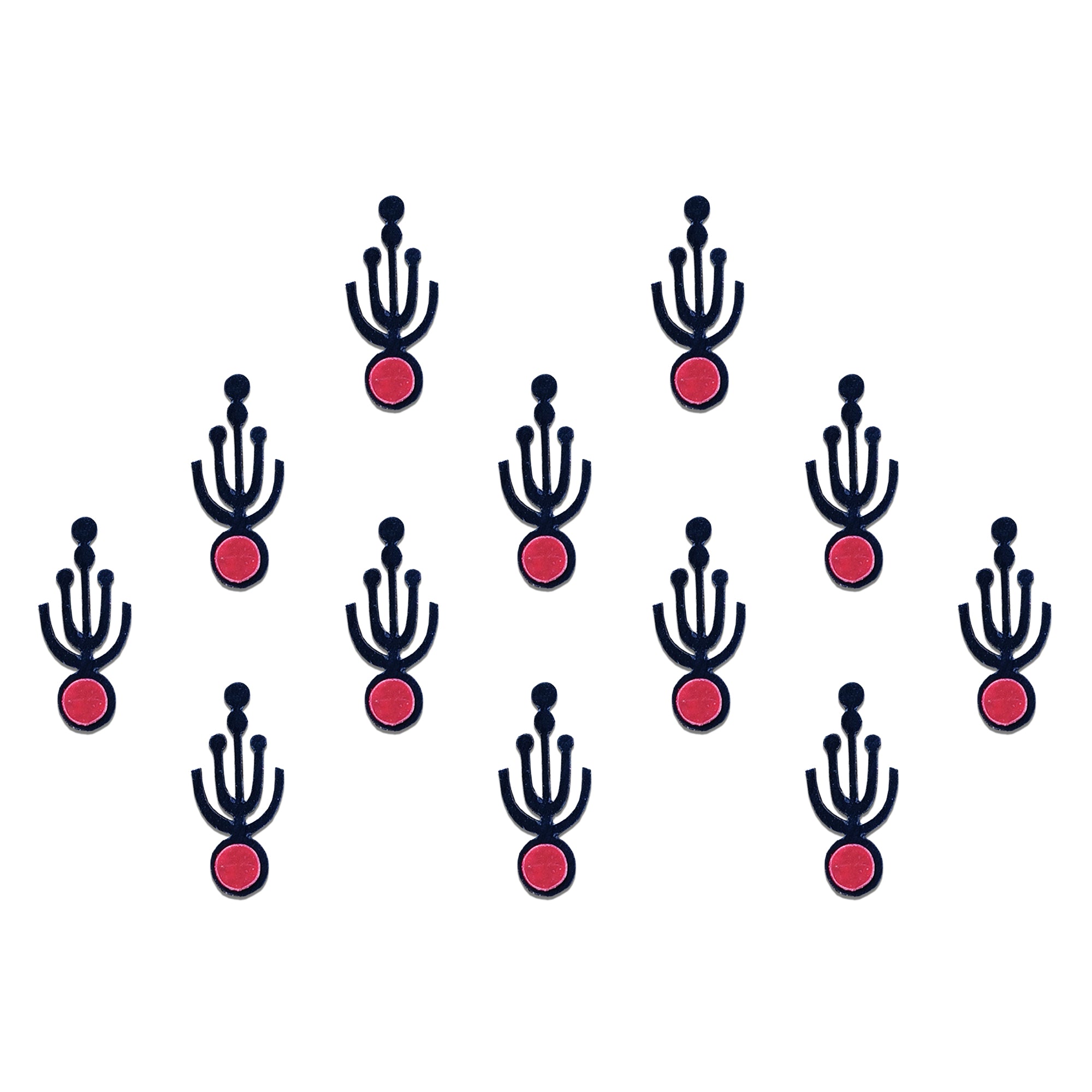 Comet Busters Black Trident Designer Bindi with Red Round Accent