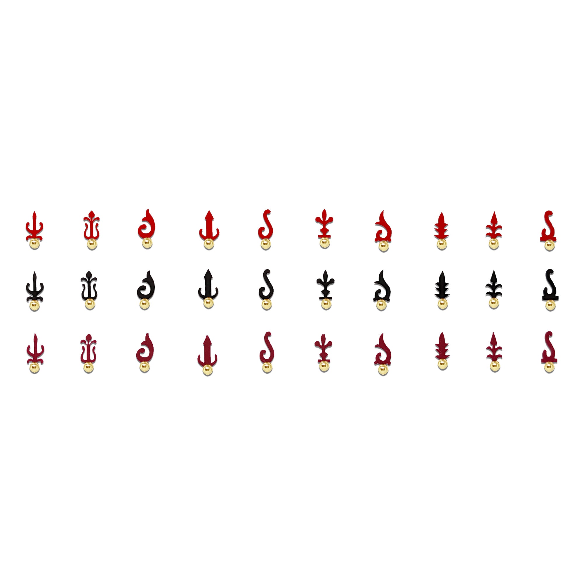 Comet Busters spiritual symbol bindis featuring assorted sacred Hindu-inspired traditional Indian attire.