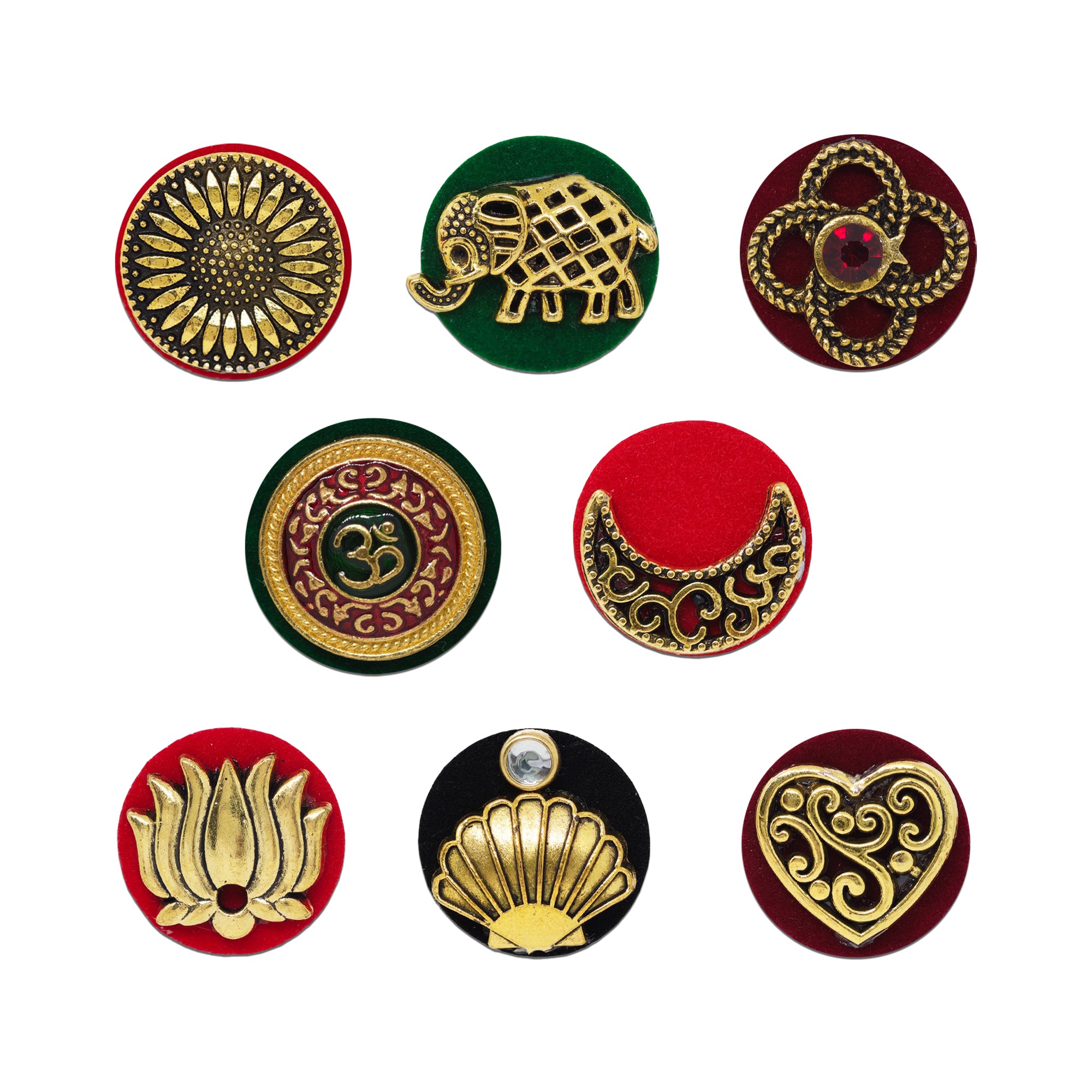 Indira by Comet Busters® Premium Heritage Motif Velvet Bindi | Antique Gold Designer Self-Adhesive Bindis for Women & Girls
