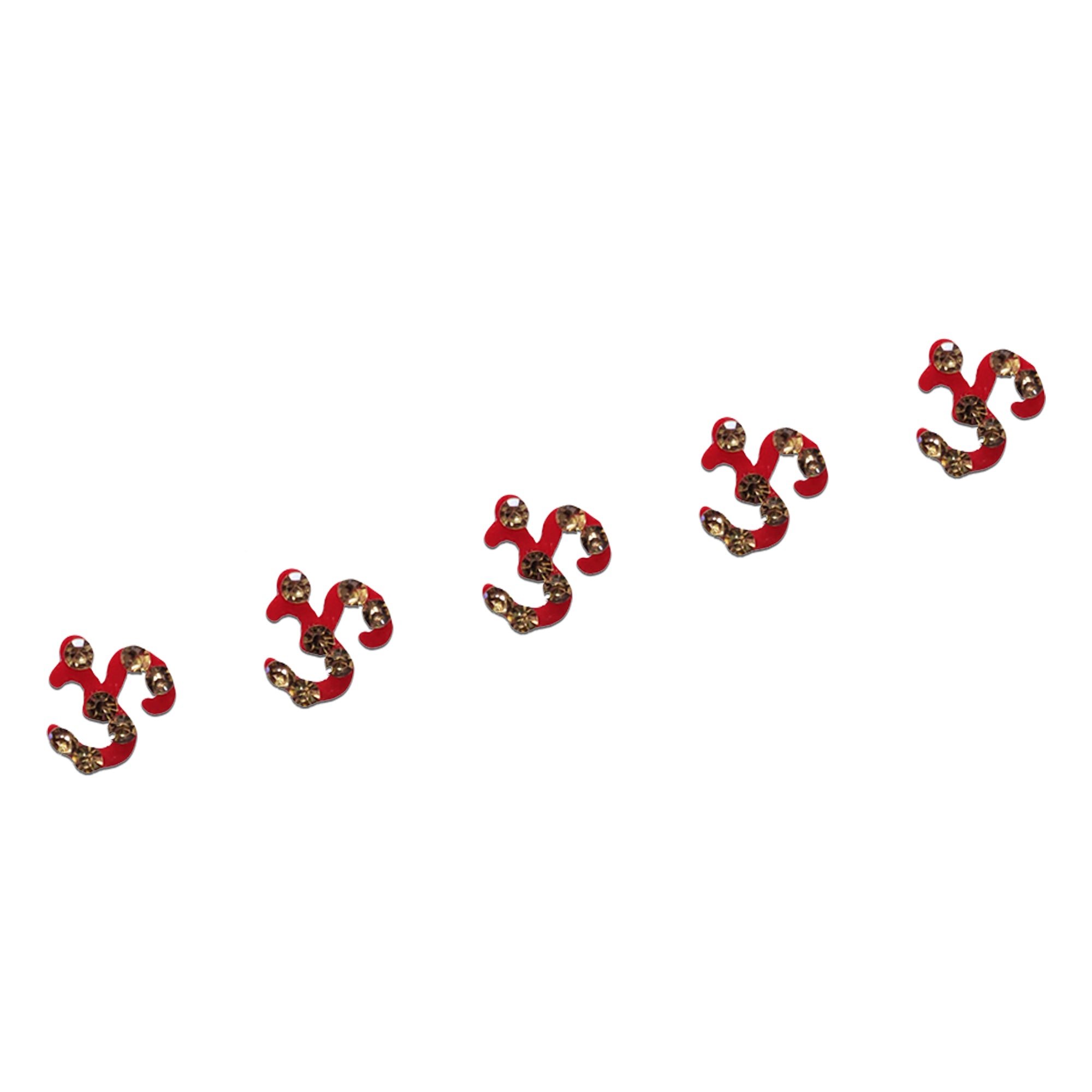 Comet Busters Red Om Symbol Bindis with Crystal Accents.