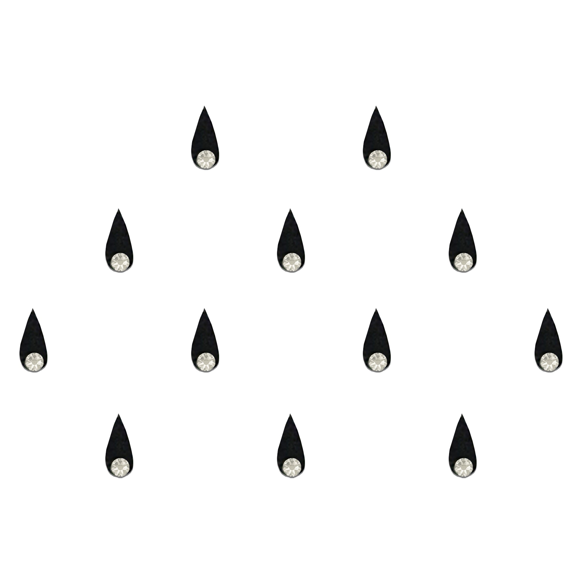 Comet Busters elegant drop-shaped bindi featuring a crystal embellishment and classic black finish.