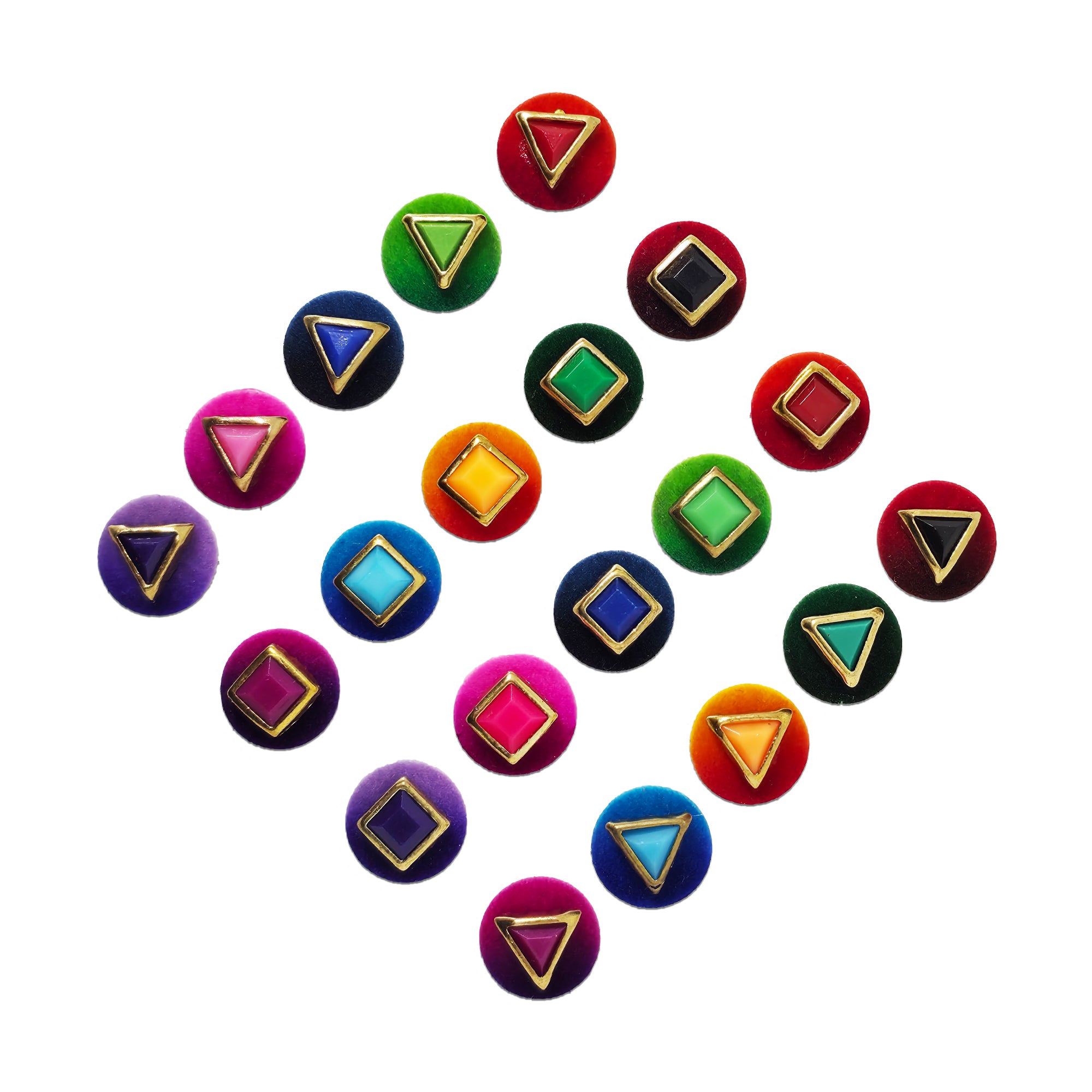 Indira by Comet Busters® Geometric Triangle & Square Designer Bindi Collection | Premium Color Stone Velvet Bindis for Women & Girls