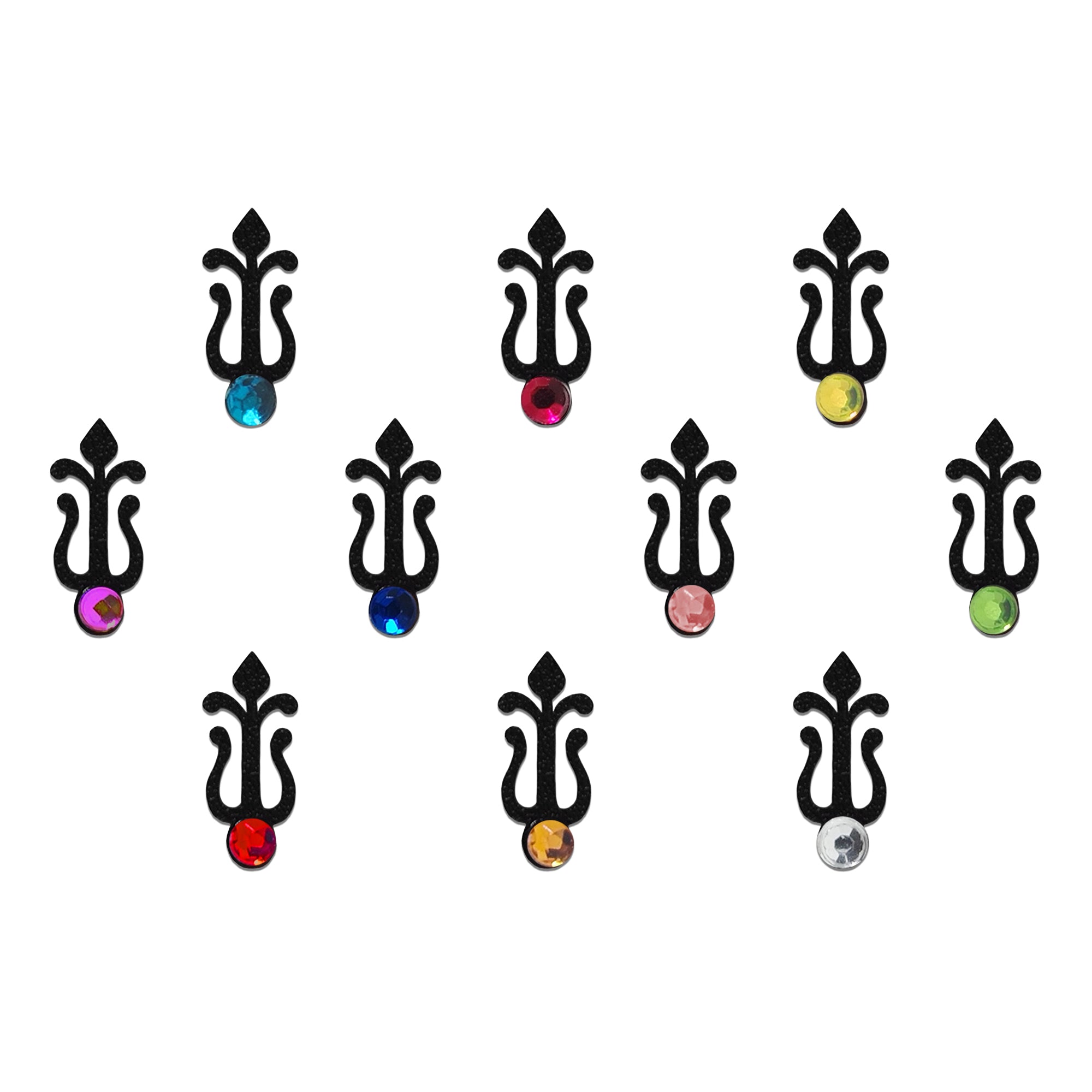 Comet Busters® Black Artistic Designer Bindis – Handcrafted, Reusable, Skin-Safe Indian Forehead Stickers for Women