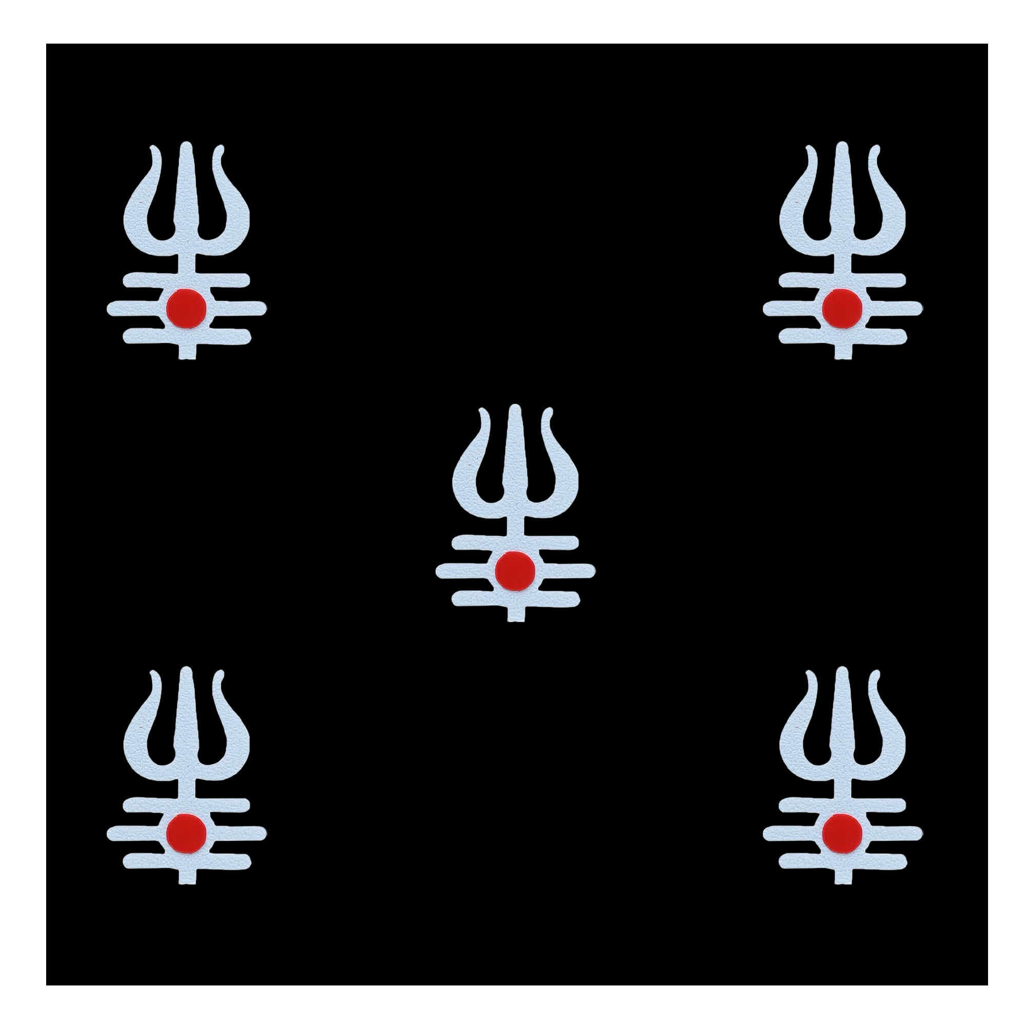 Comet Busters white Trishul Mahadev bindi with three horizontal lines and a red central dot, featuring a traditional Shiva-inspired devotional design.
