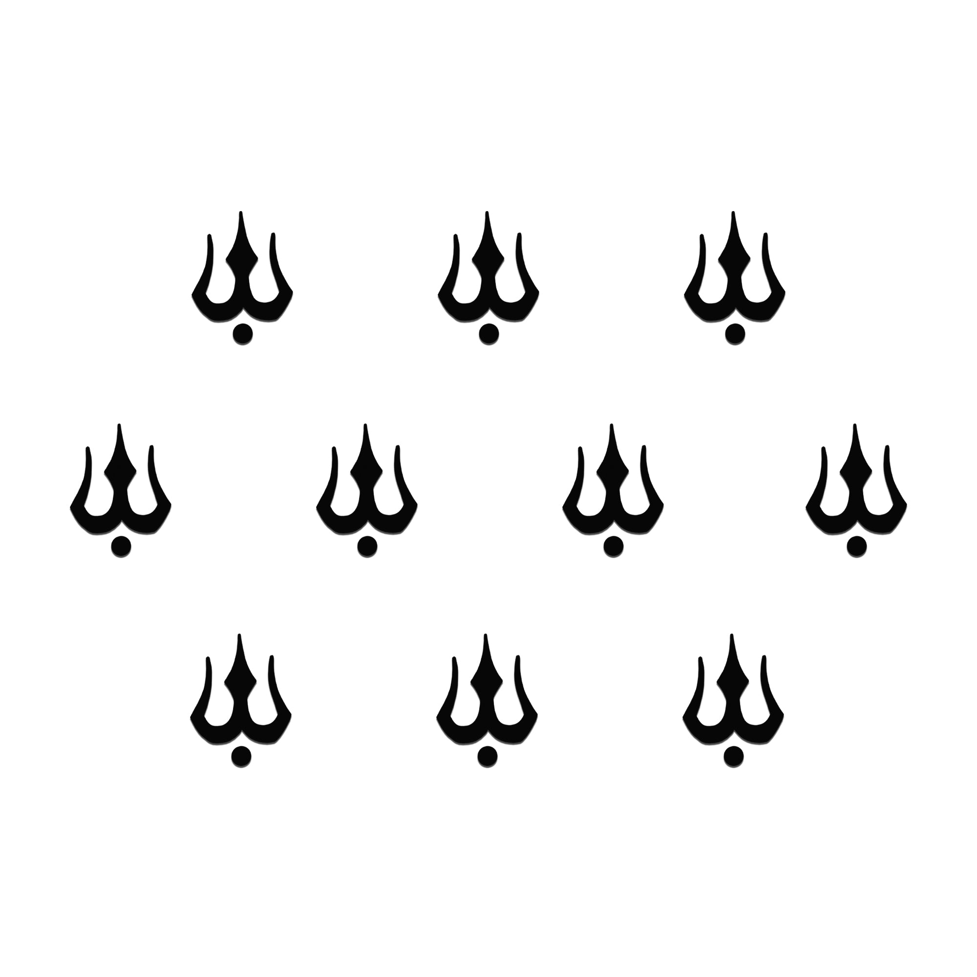 Comet Busters black Trishul bindi with a small round dot below, traditional Shiva-inspired design for women and girls.