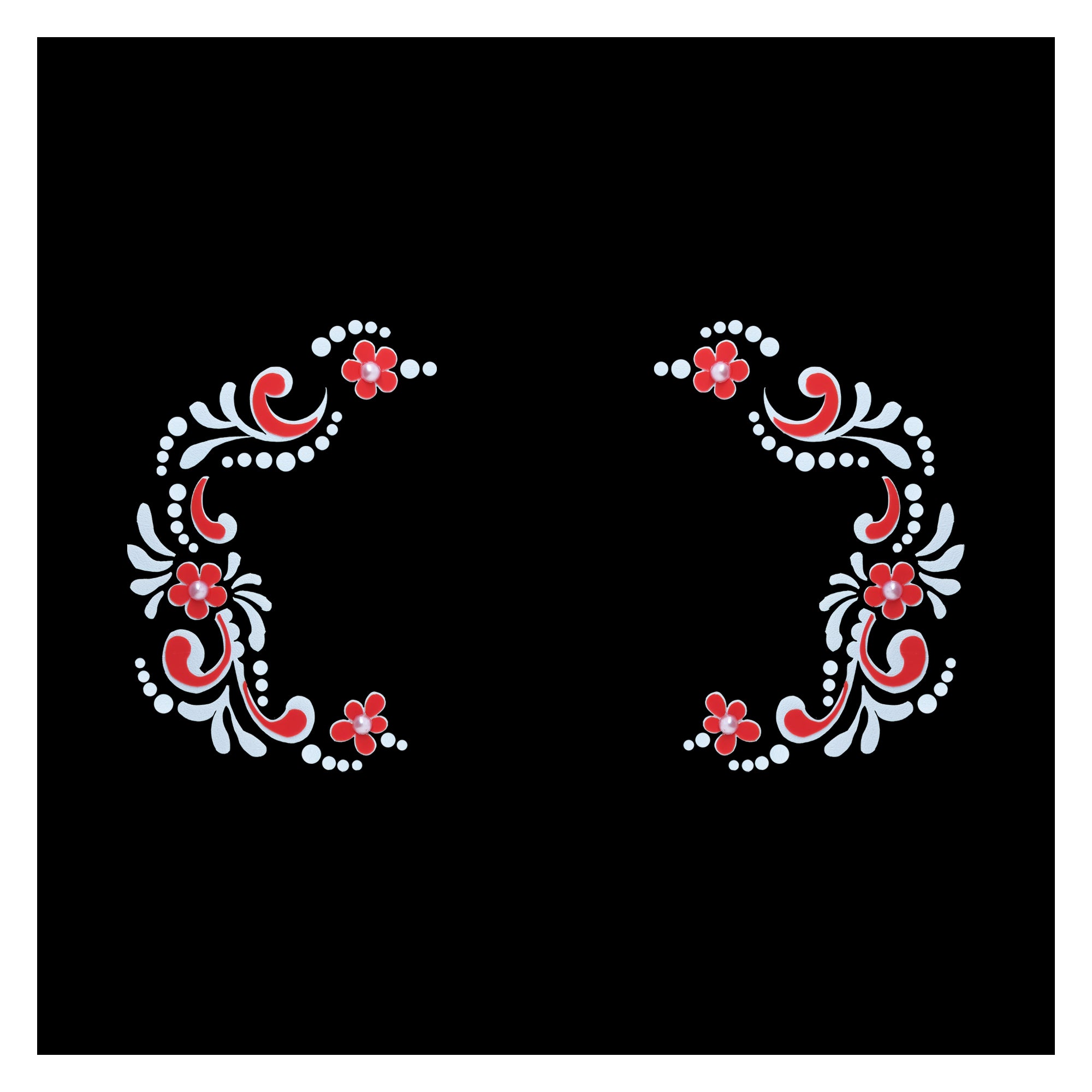 Designer Red & White paisley gopi bindis for traditional look