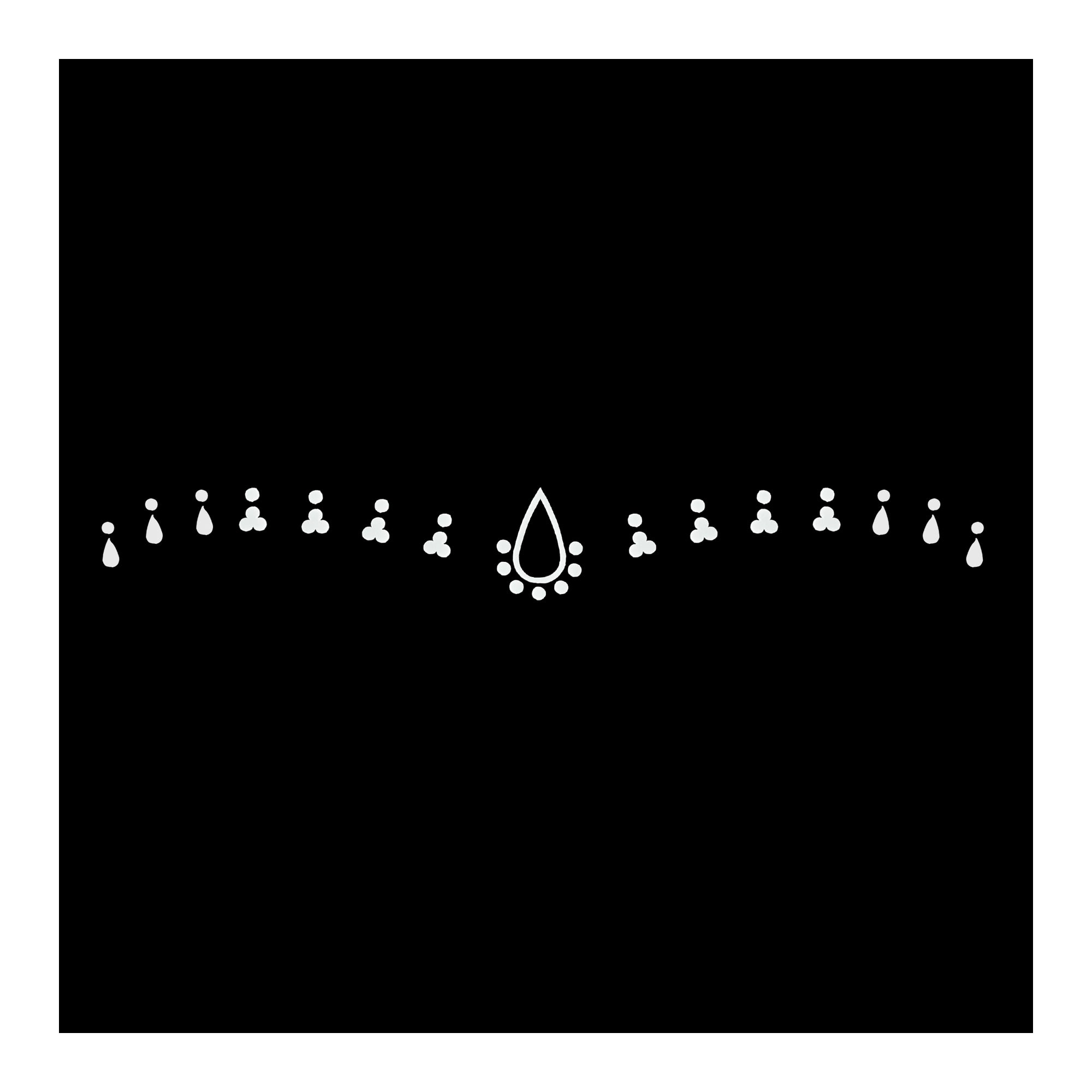 Comet Busters minimal tear drop forehead bindi chain featuring elegant white geometric motifs with a central teardrop design for bridal wear, festive occasions, classical dance, and fusion ethnic styling. Premium peel-and-stick forehead accessory with a sleek symmetrical aesthetic.