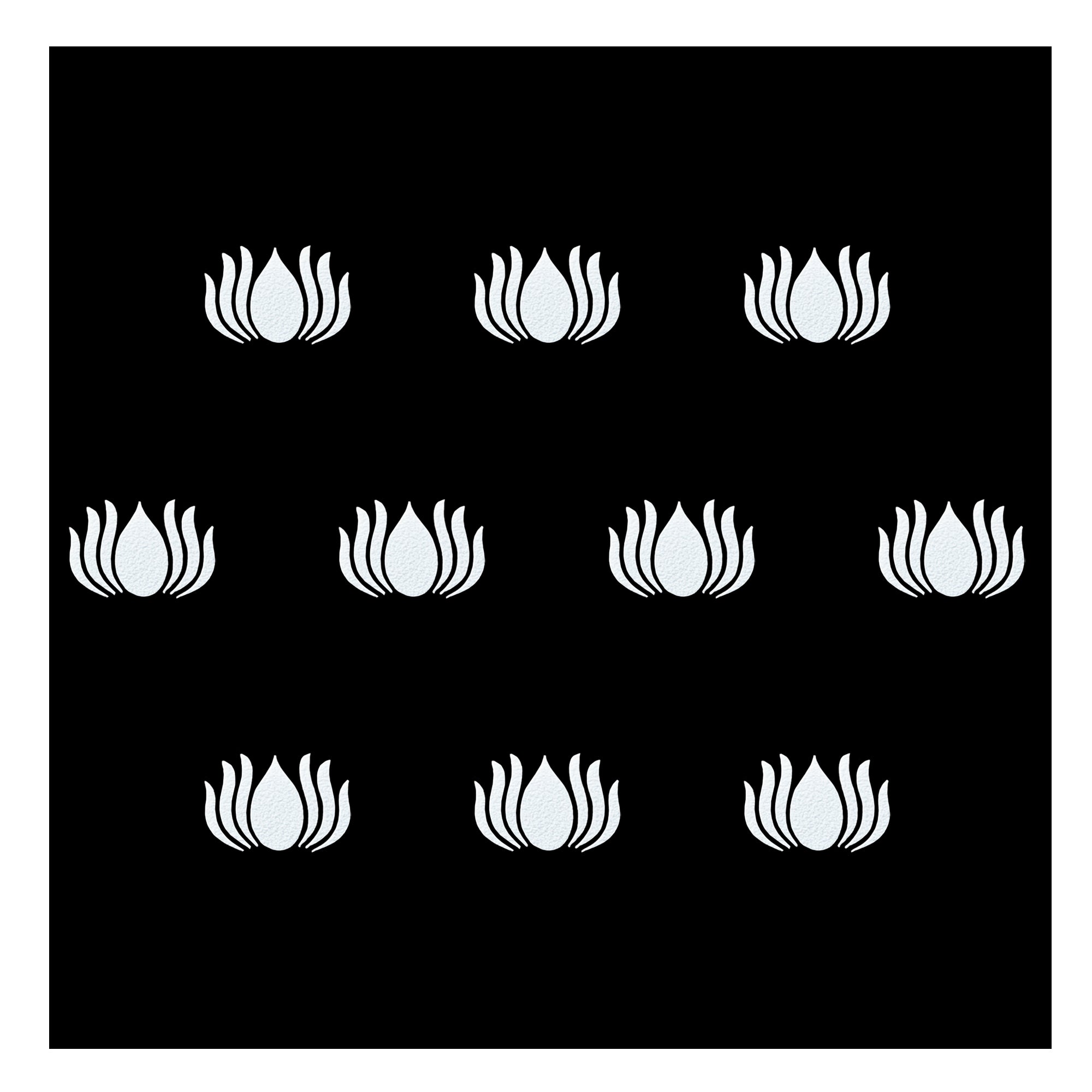 Comet Busters white lotus-shaped designer bindi set featuring elegant floral motifs on a premium kraft presentation card, suitable for women and girls.