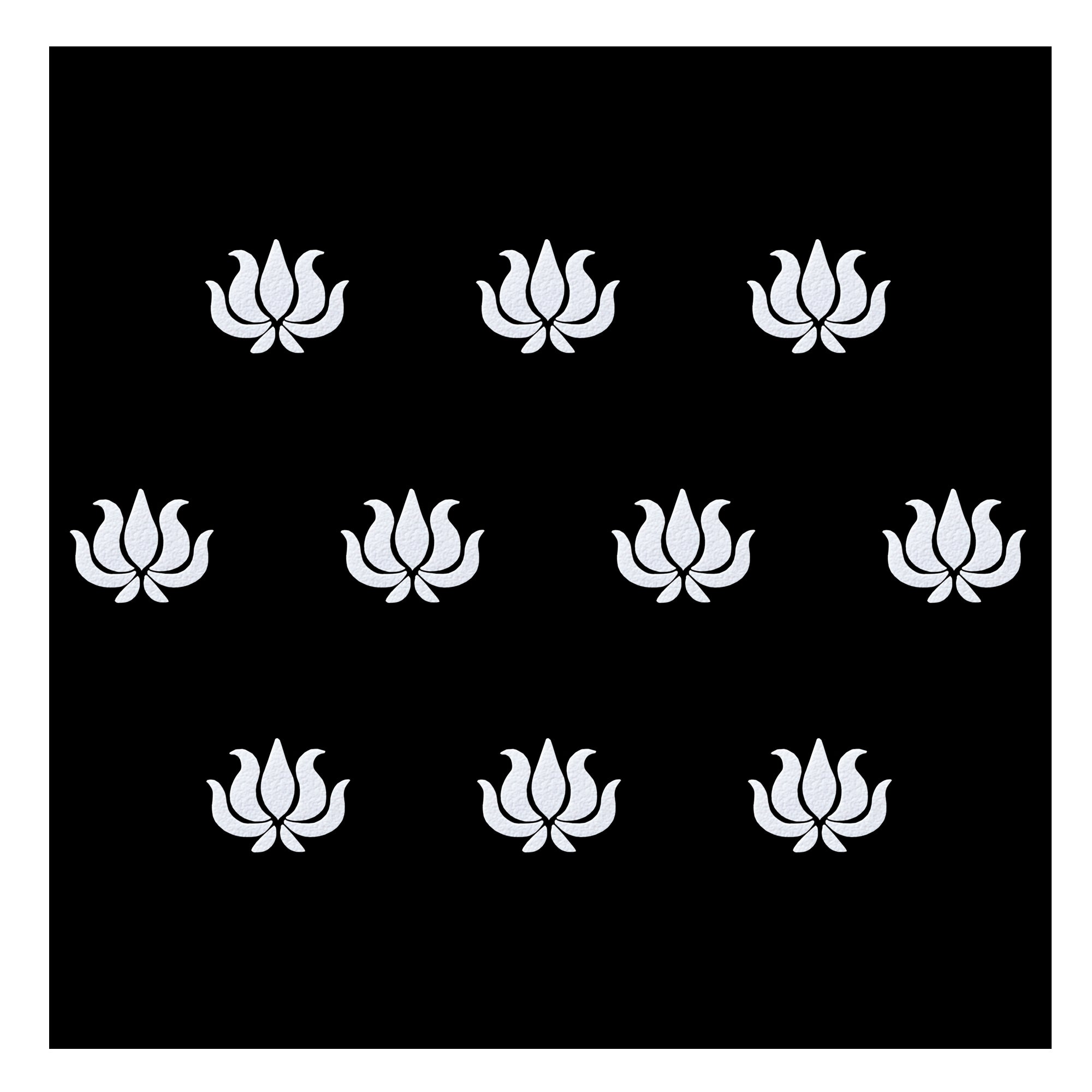 Comet Busters white lotus-shaped designer bindi set featuring elegant floral motifs on a premium kraft presentation card, suitable for women and girls.