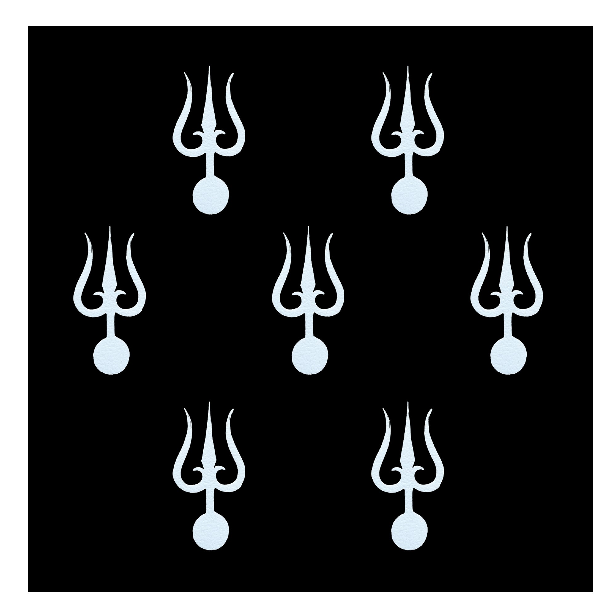Religious White Trishul Spritual Bindi 