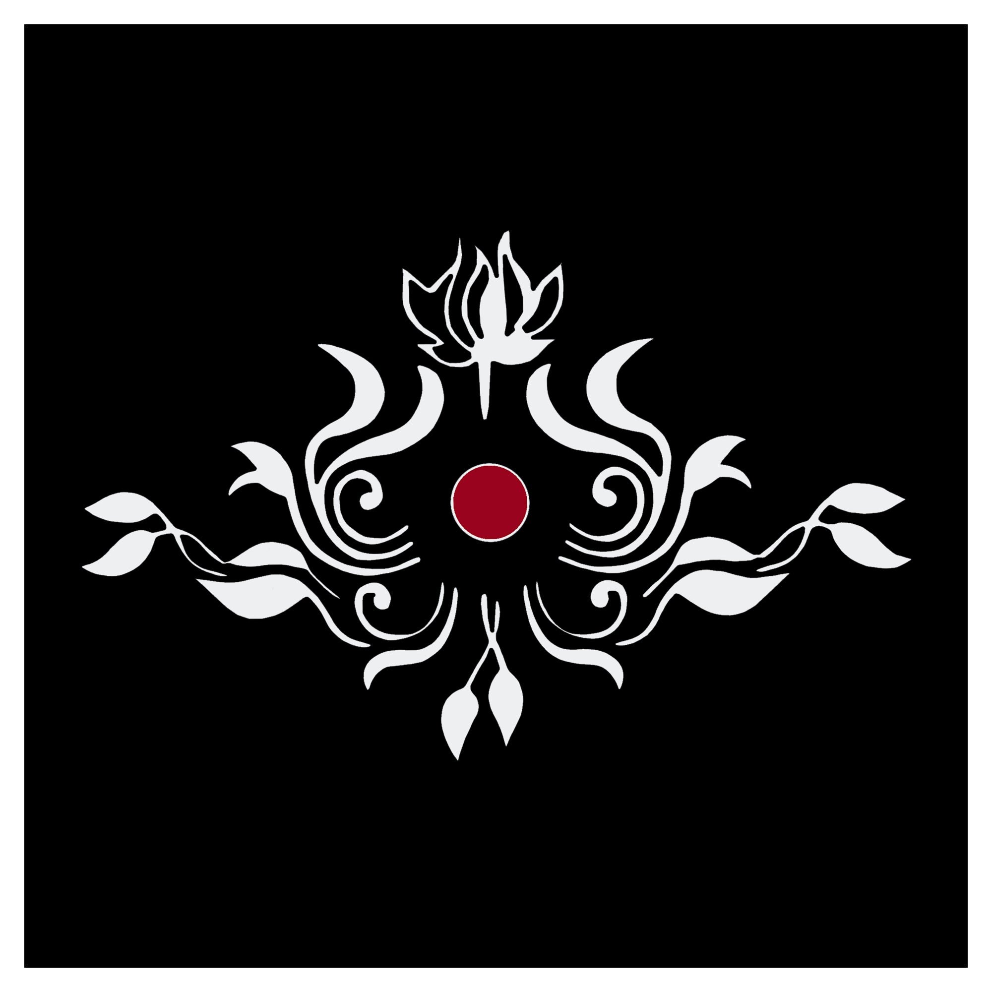 Comet Busters designer paisley drop bindi featuring intricate white ornamental detailing surrounding a bold red center, elegant forehead bindi for festive, ethnic, and traditional wear