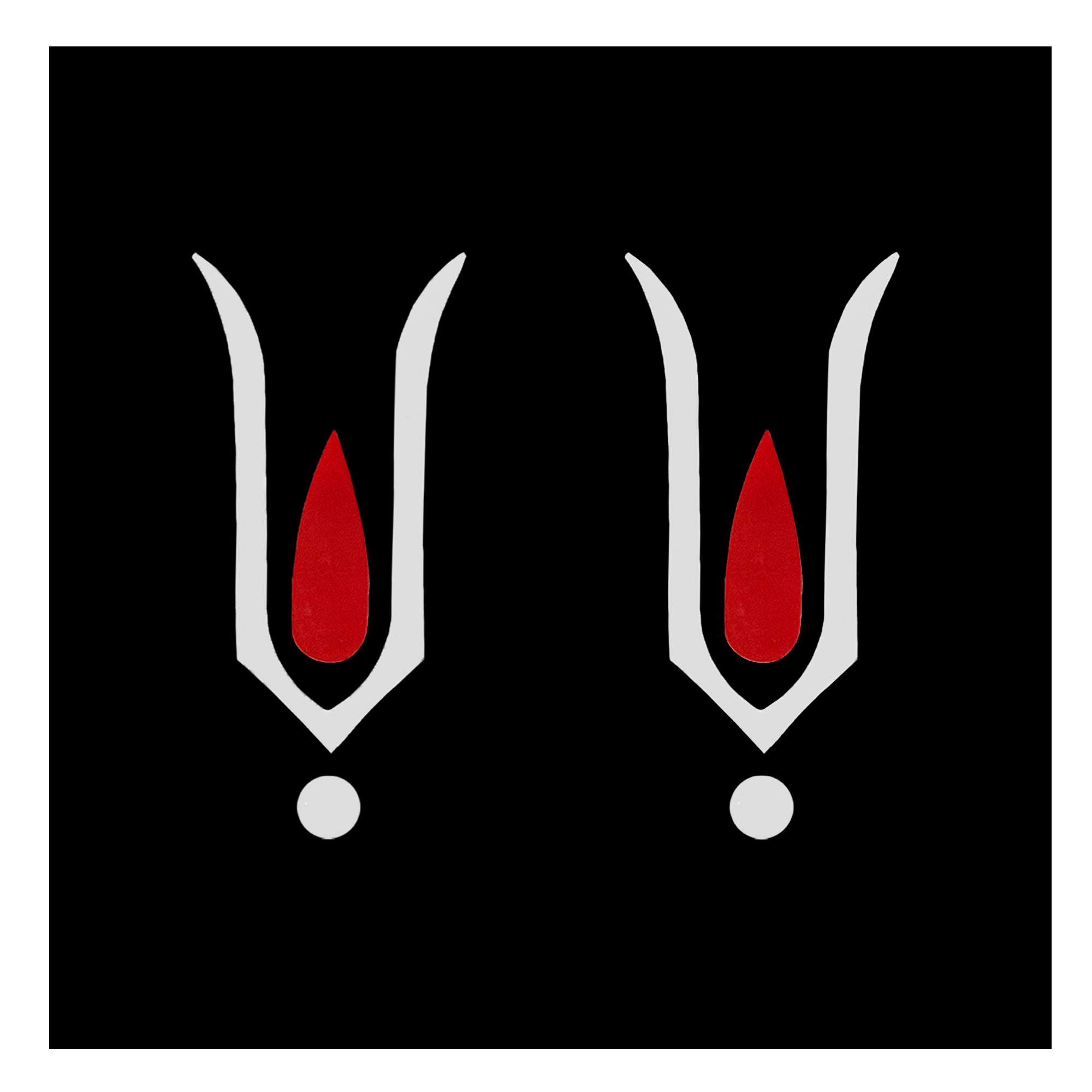 Comet Busters white and red Vaishnav Tilak bindi sticker set, traditional U-shaped spiritual forehead design with red center and white dot, suitable for women and girls, festivals and devotional occasions.