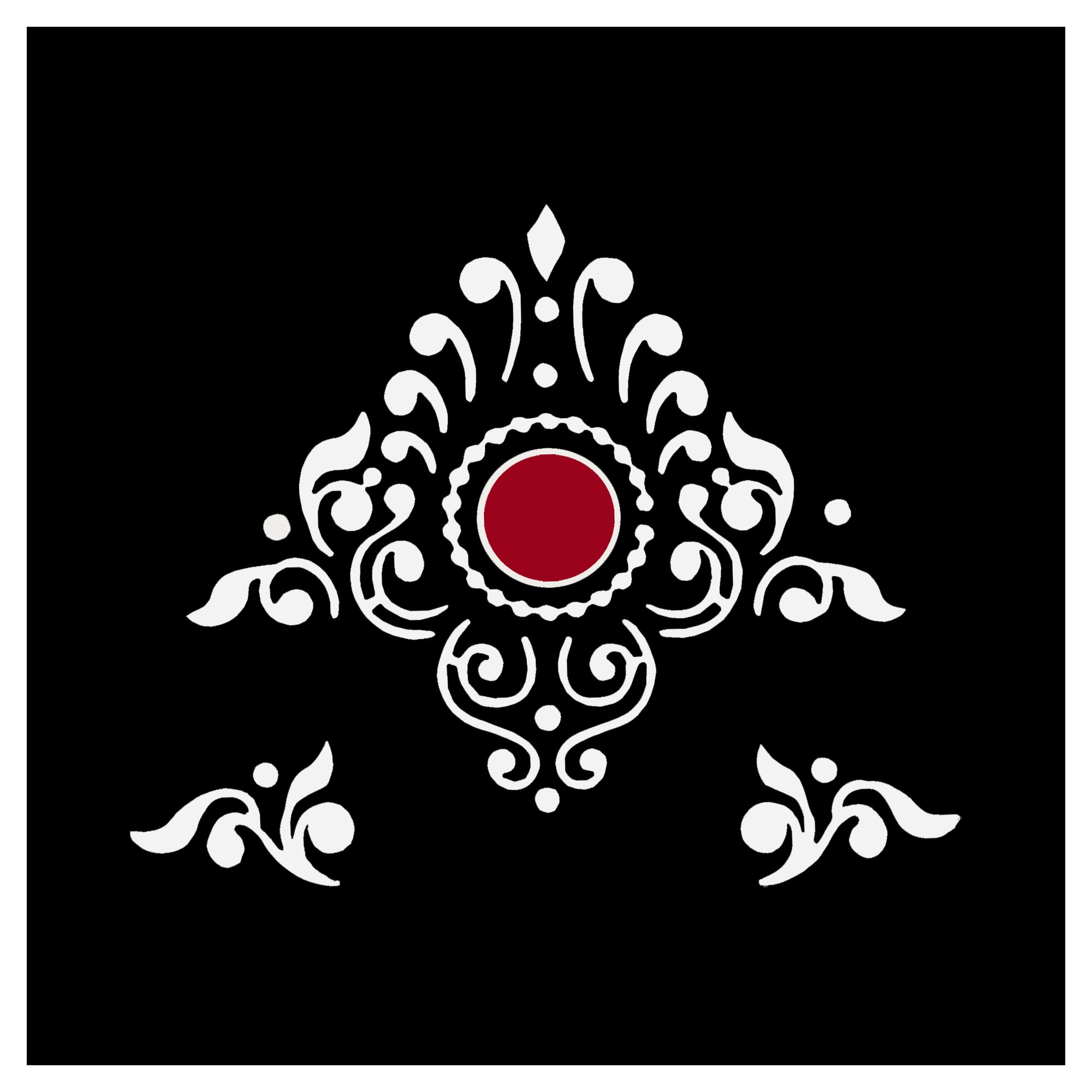 Comet Busters white daisy flower bindi featuring white petals and a red center, 12mm floral designer forehead sticker for women