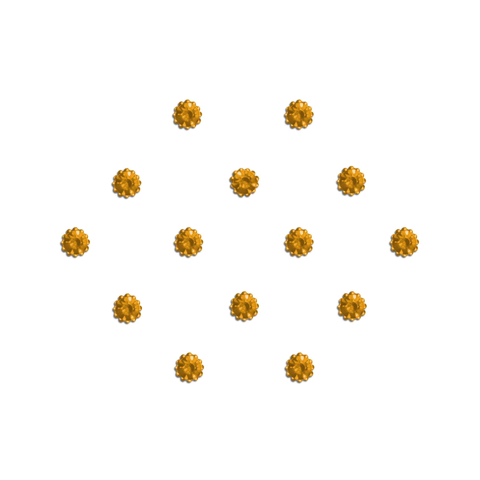 Comet Busters yellow stone bindis featuring round sparkling gemstone-style dot