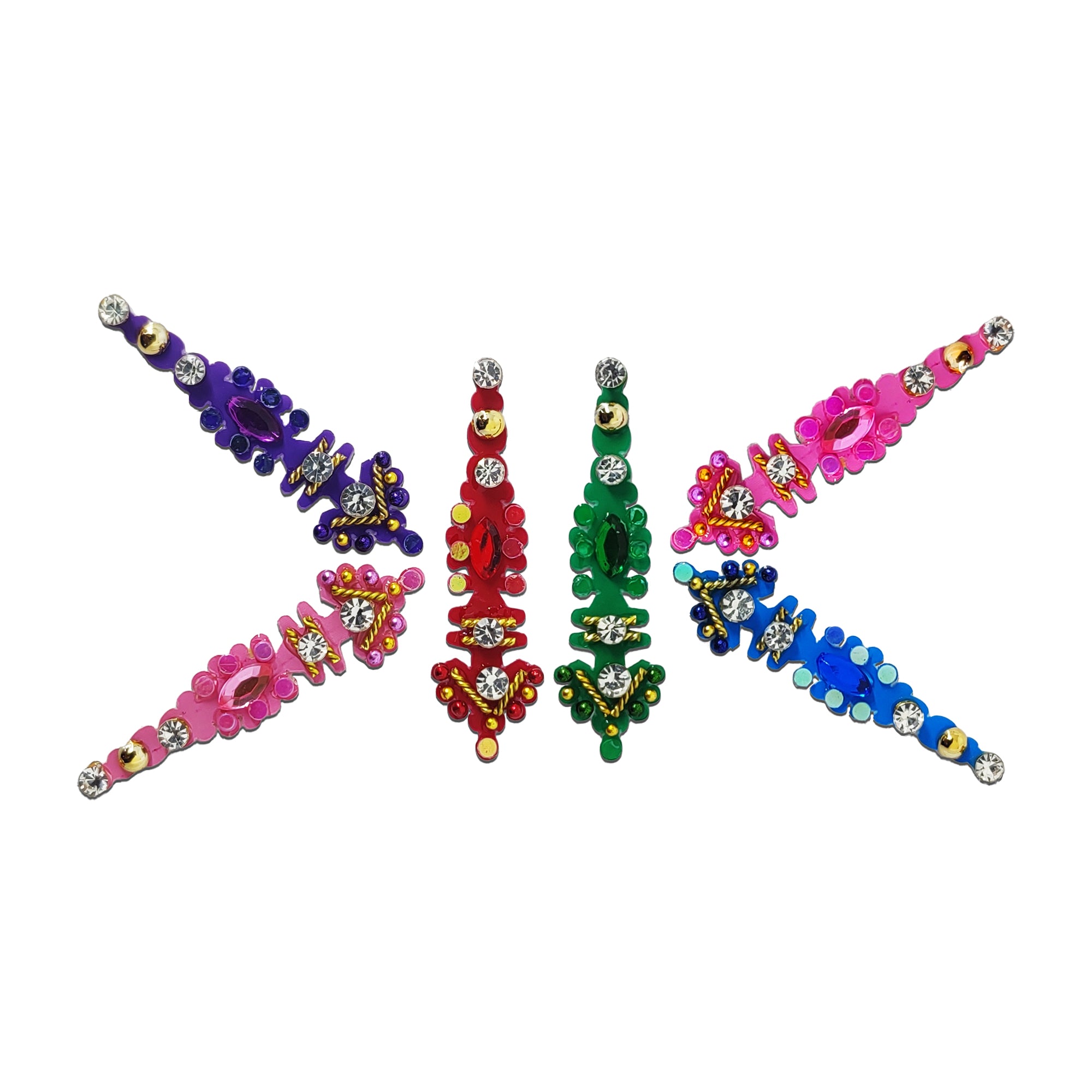 comet buster big multicolor goldan silver diamond bindi