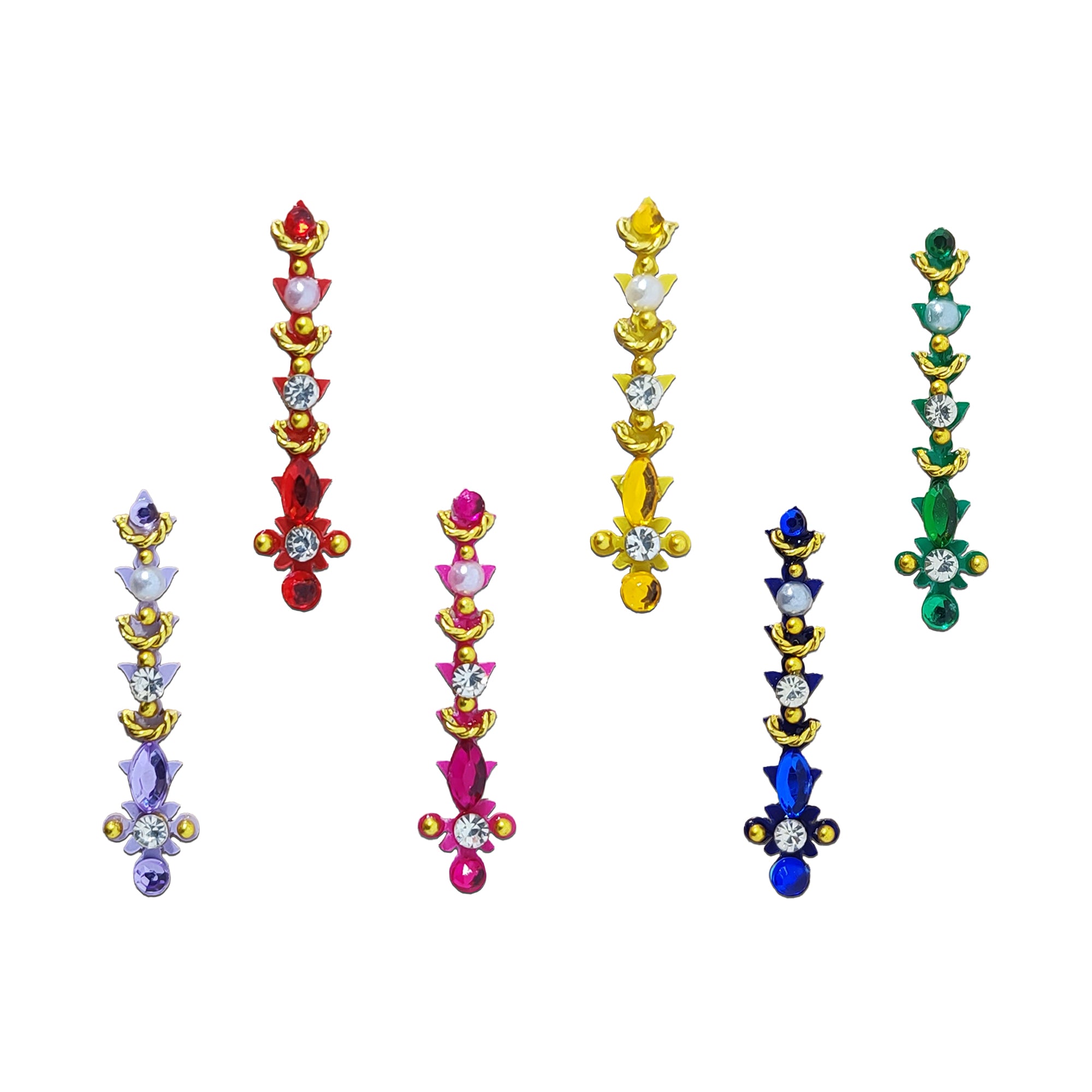comet buster multicolor big oval pearl diamond bindi