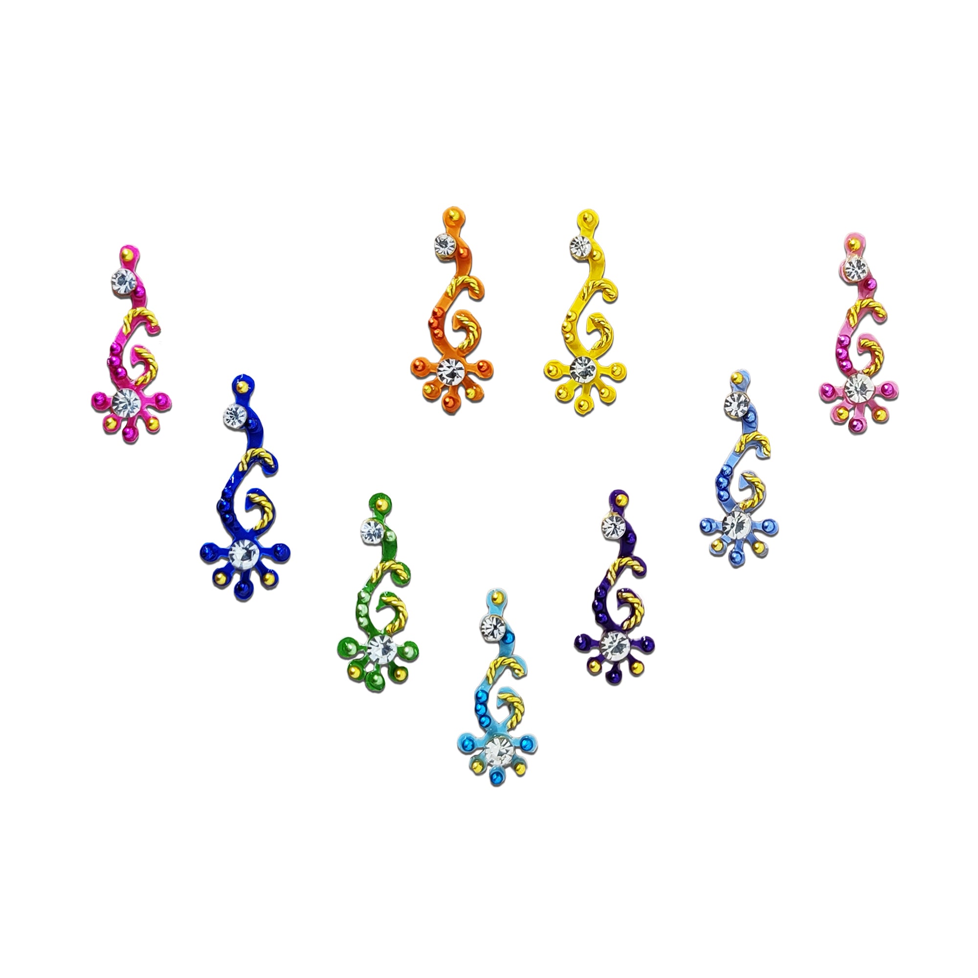 comet buster multicolour pearl big bridal silver diamond  bindi 