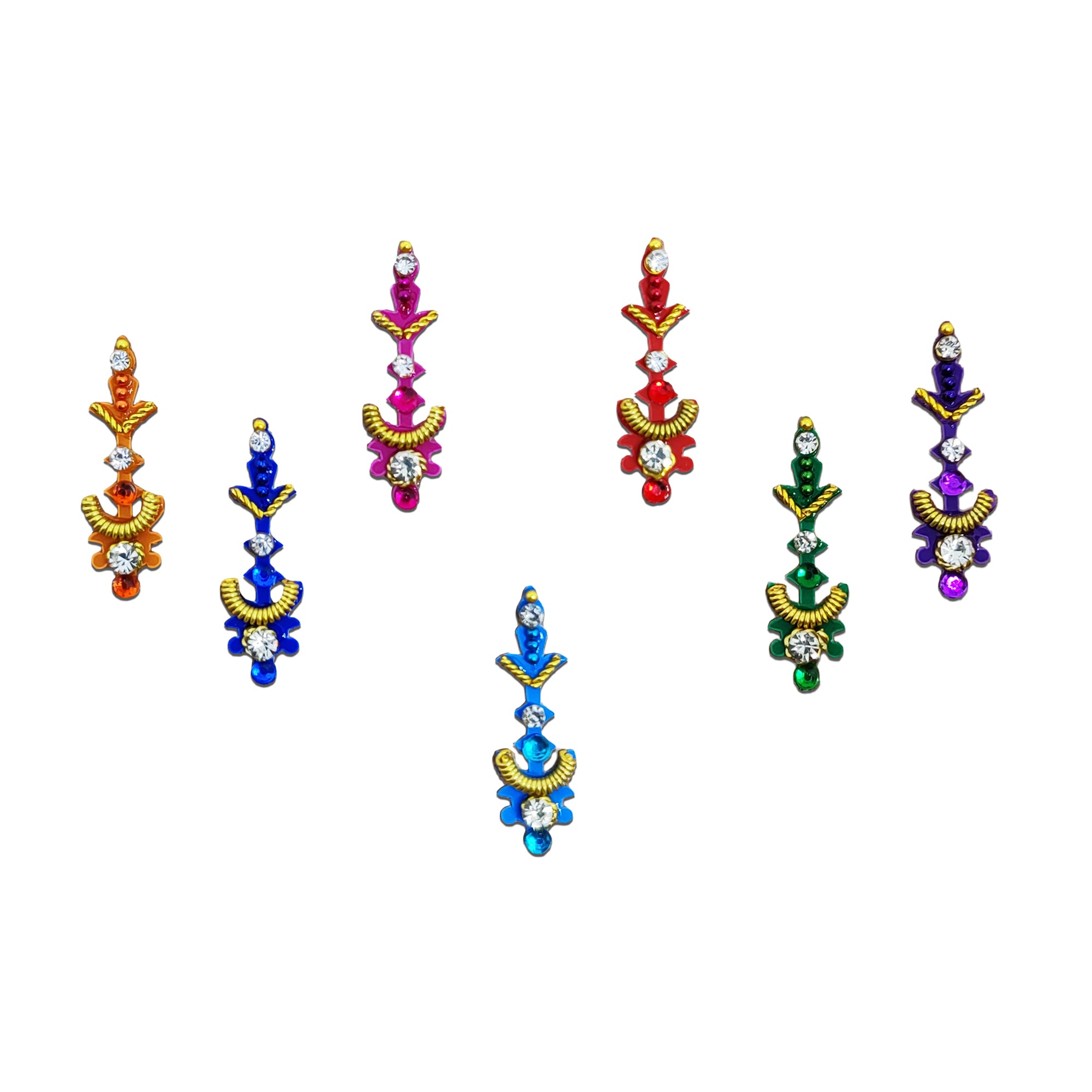multicolour long bridal pearl bindi