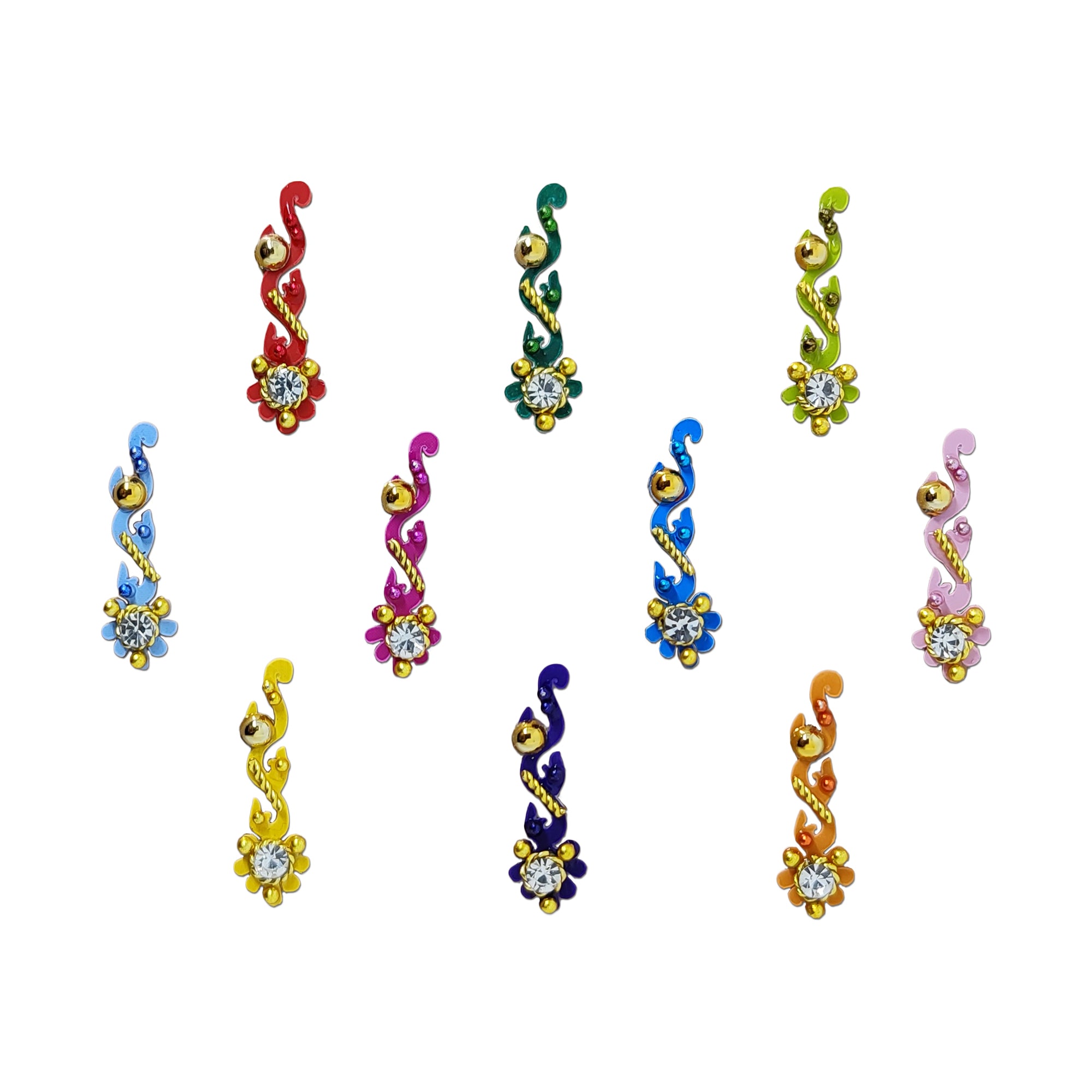 comet buster long multicolour diamond bindi