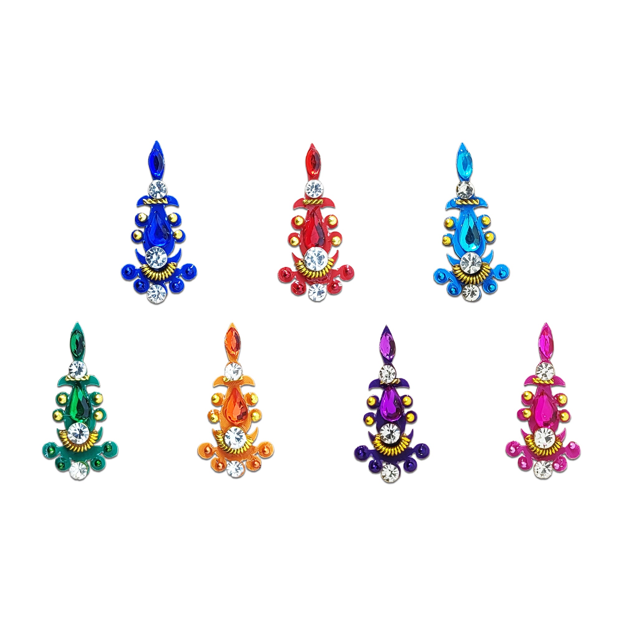 comet buster big multicolour diamond with pearl stone bindi