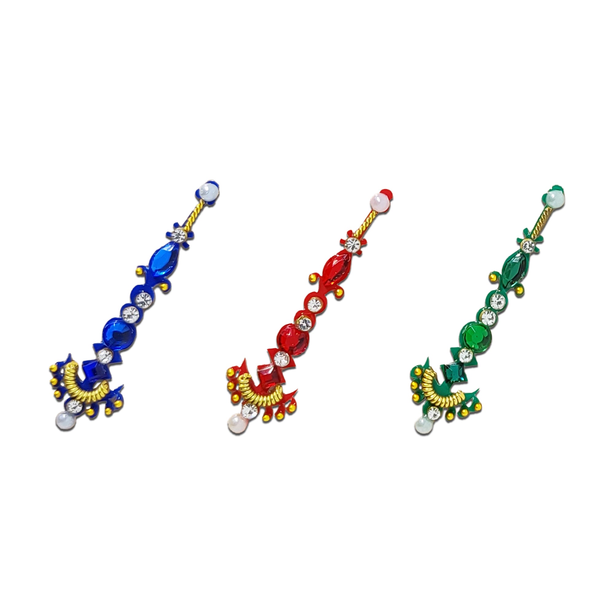 multicolour white pearl and silver diamond bindi