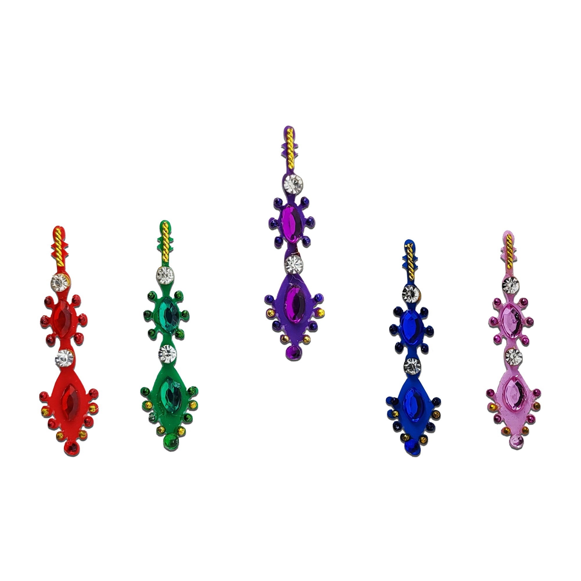 comet buster  long multicolour pearl goldan pearl diamond designer bindi