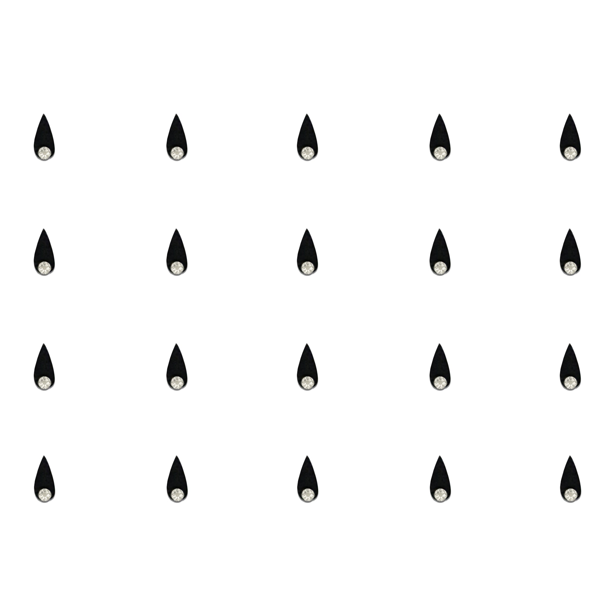 Comet Busters black teardrop designer bindi with sparkling crystal stone accent for women.