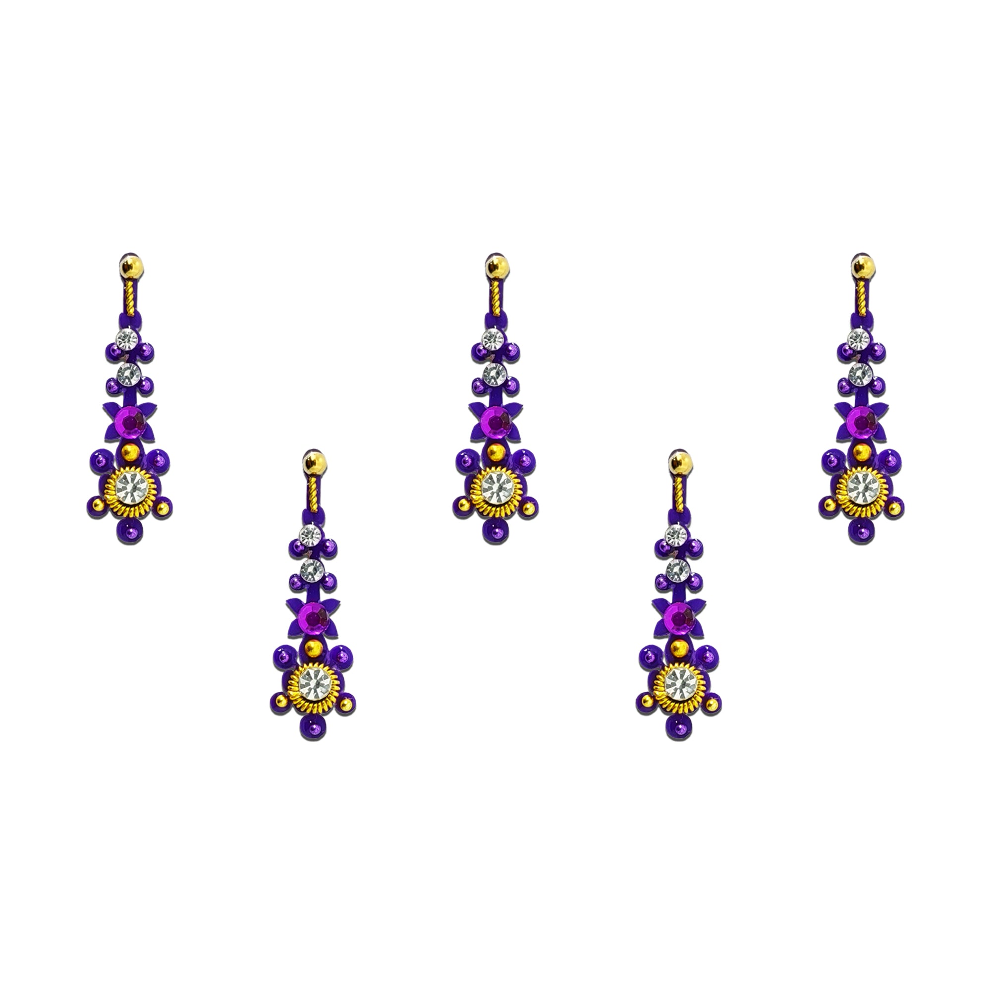 comet buster purple pearl silver diamond goldan bindi