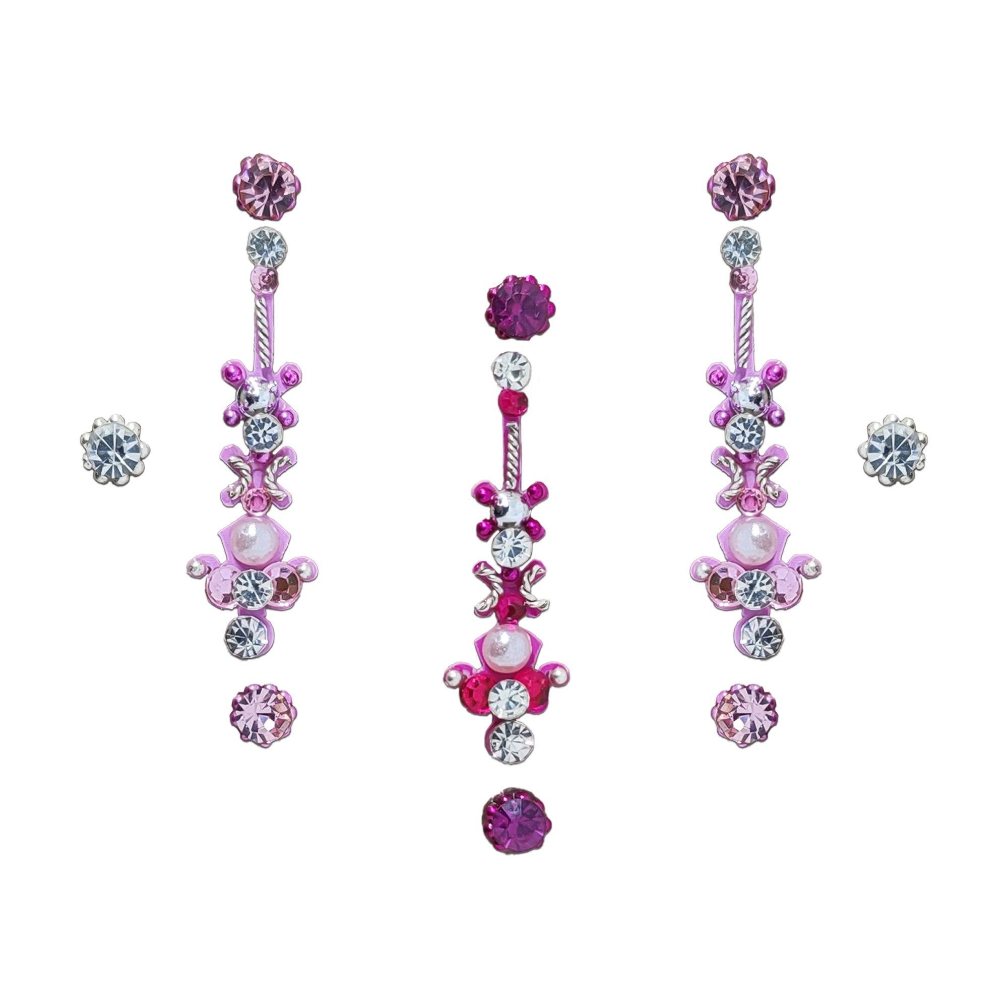 comet buster silver and pink and mix dimond bindi