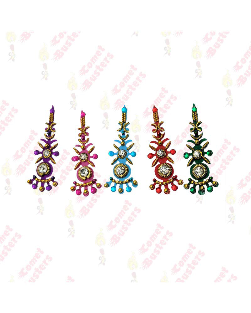 As bindis are now becoming more of a fashion statement, finding their way all over the world. We bring to you Round bindi face jewels with different shapes, design and colors.  Our Round bindi face jewels are available in maroon, red, black and multicolor bindi packs. These bindis are embellished with Crystals, beads, pearls and colorful Stones.  You will be noticed as soon as you put them on. These round bindi face gems can also be used as body art decorations.