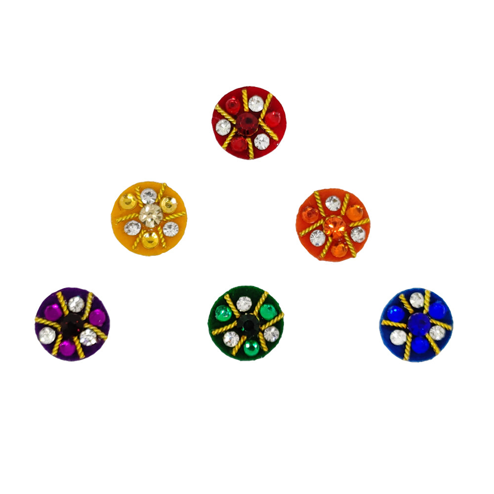 Comet Busters® Multicolor Round Classic Bindis – Handcrafted, Reusable, Skin-Safe Indian Forehead Stickers for Women