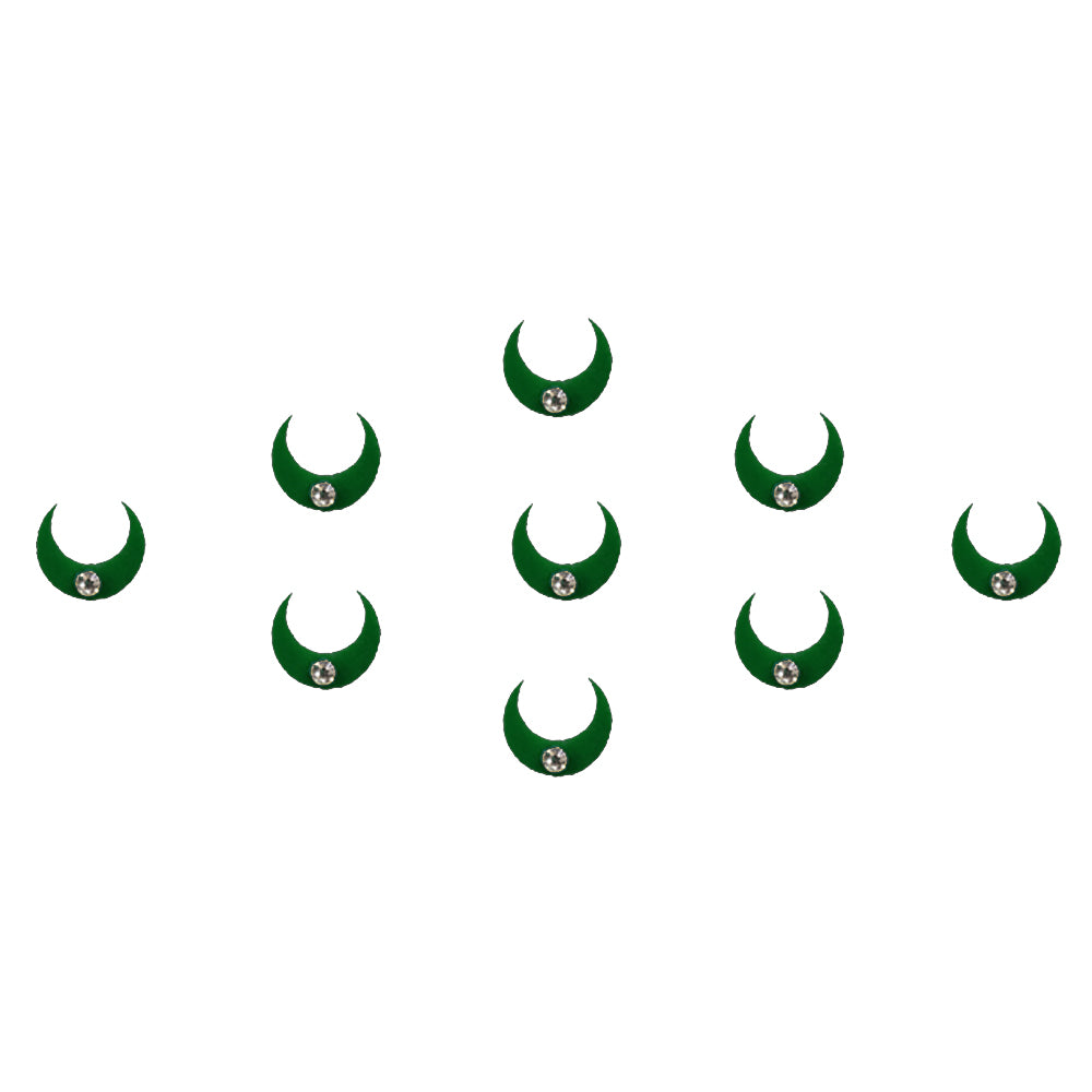 Comet Busters® Green Moon Classic Bindis – Handcrafted, Reusable, Skin-Safe Indian Forehead Stickers for Women