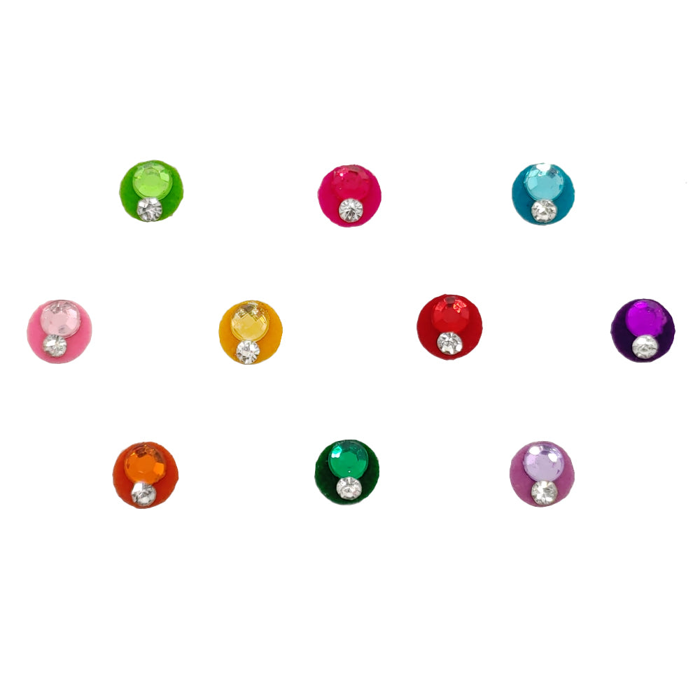 Comet Busters® Multicolor Round Classic Bindis – Handcrafted, Reusable, Skin-Safe Indian Forehead Stickers for Women
