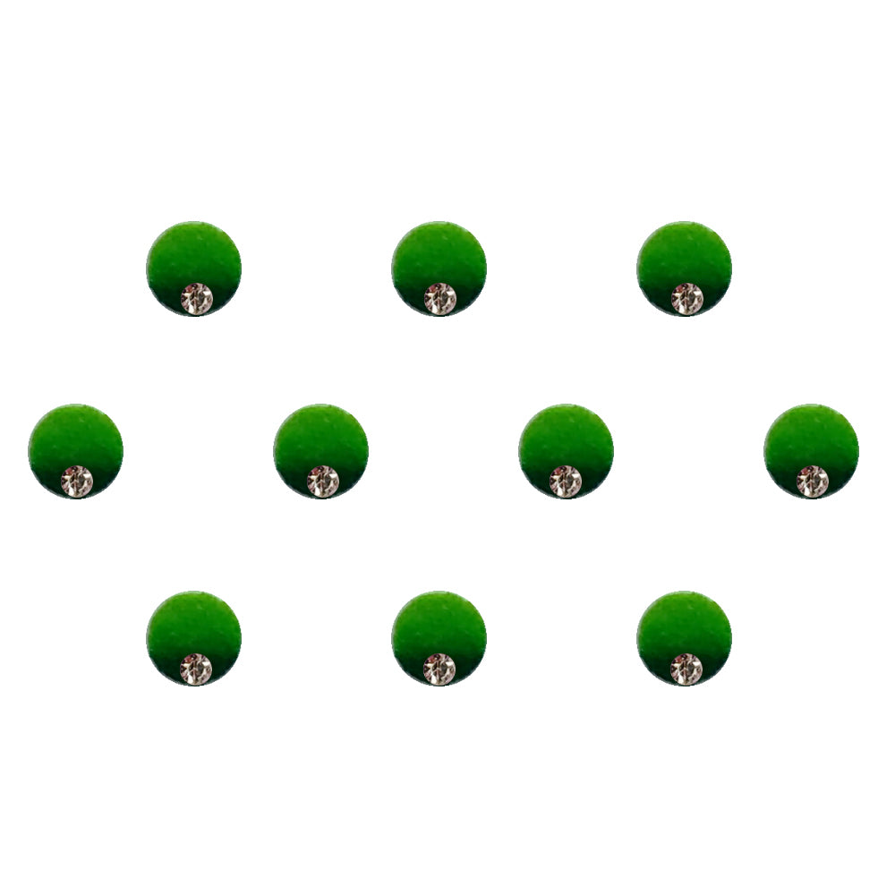 Comet Busters® Green Round Classic Bindis – Handcrafted, Reusable, Skin-Safe Indian Forehead Stickers for Women