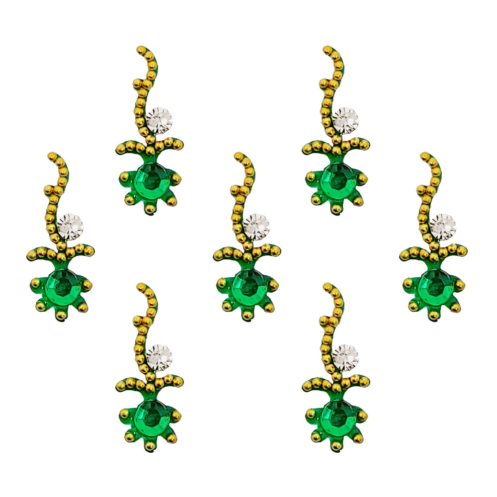 Comet Busters® Green Artistic Designer Bindis – Handcrafted, Reusable, Skin-Safe Indian Forehead Stickers for Women