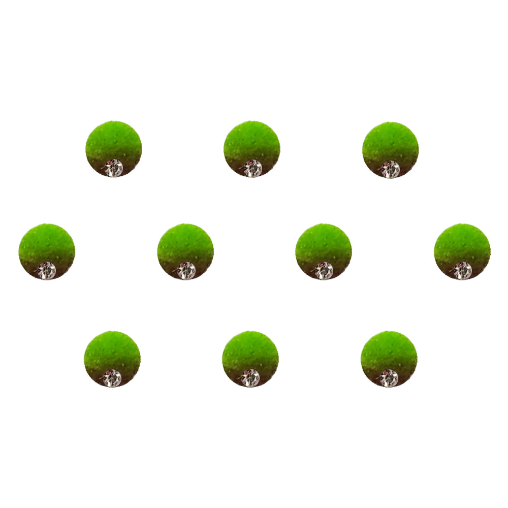 Comet Busters® Green Round Classic Bindis – Handcrafted, Reusable, Skin-Safe Indian Forehead Stickers for Women