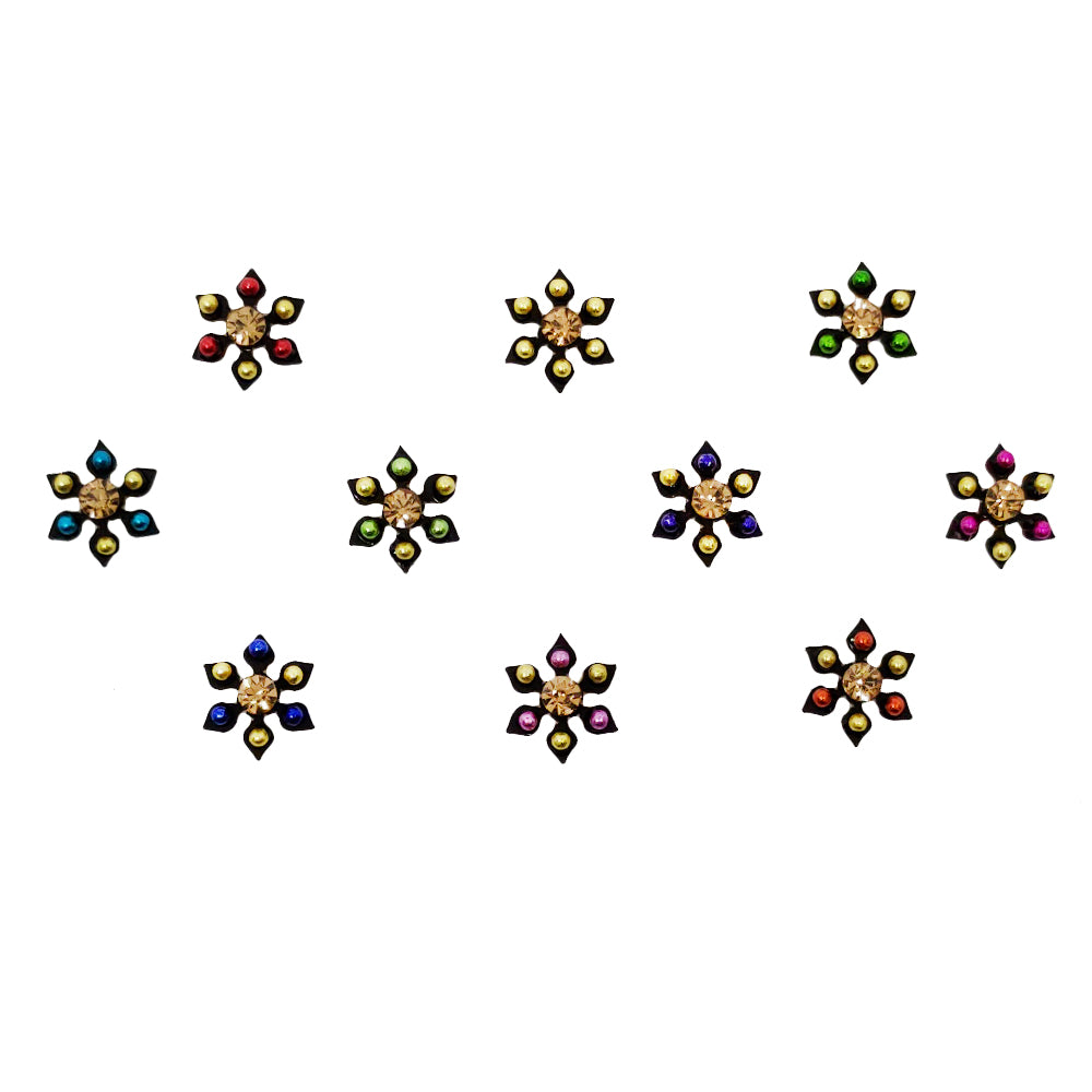 Comet Busters® Black Floral Classic Bindis – Handcrafted, Reusable, Skin-Safe Indian Forehead Stickers for Women