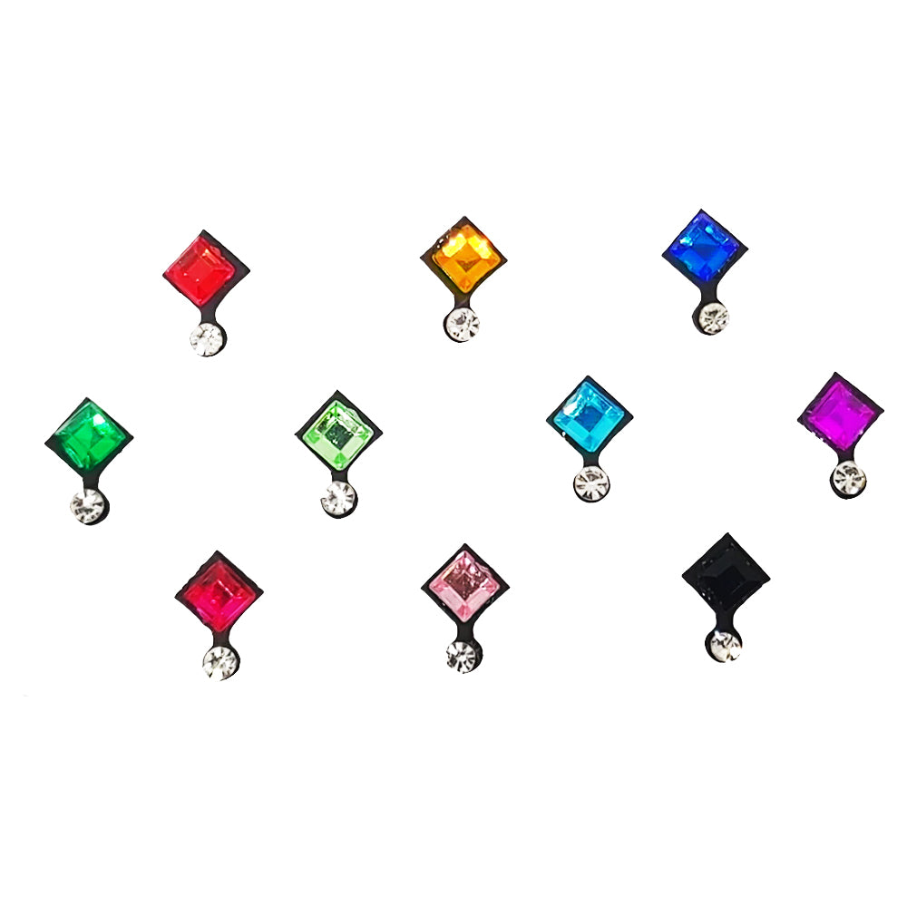 Comet Busters® Multicolor Square Classic Bindis – Handcrafted, Reusable, Skin-Safe Indian Forehead Stickers for Women