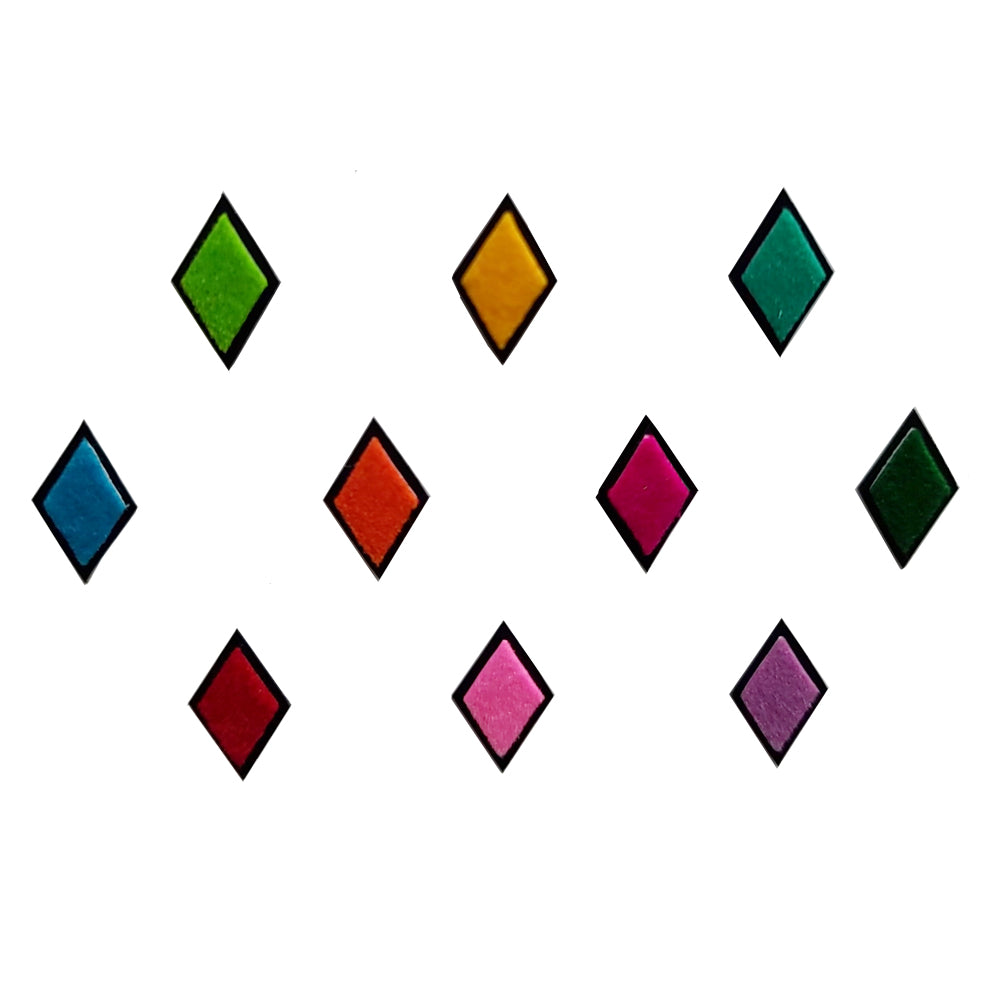 Comet Busters® Multicolor Square Classic Bindis – Handcrafted, Reusable, Skin-Safe Indian Forehead Stickers for Women