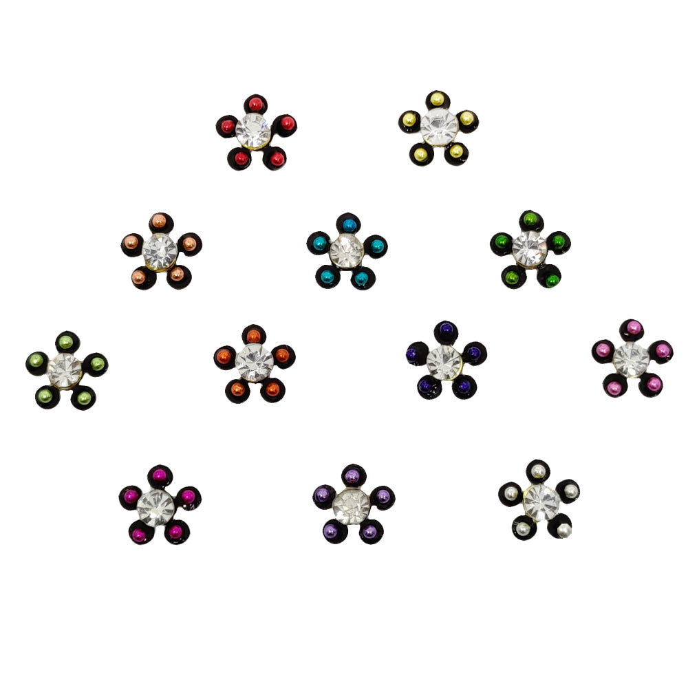 Comet Busters® Black Floral Classic Bindis – Handcrafted, Reusable, Skin-Safe Indian Forehead Stickers for Women
