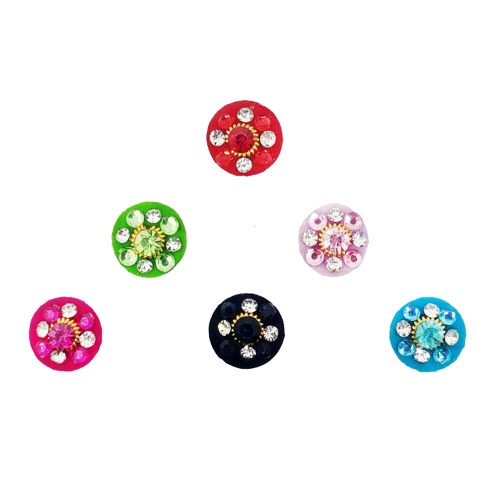Comet Busters® Multicolor Round Classic Bindis – Handcrafted, Reusable, Skin-Safe Indian Forehead Stickers for Women