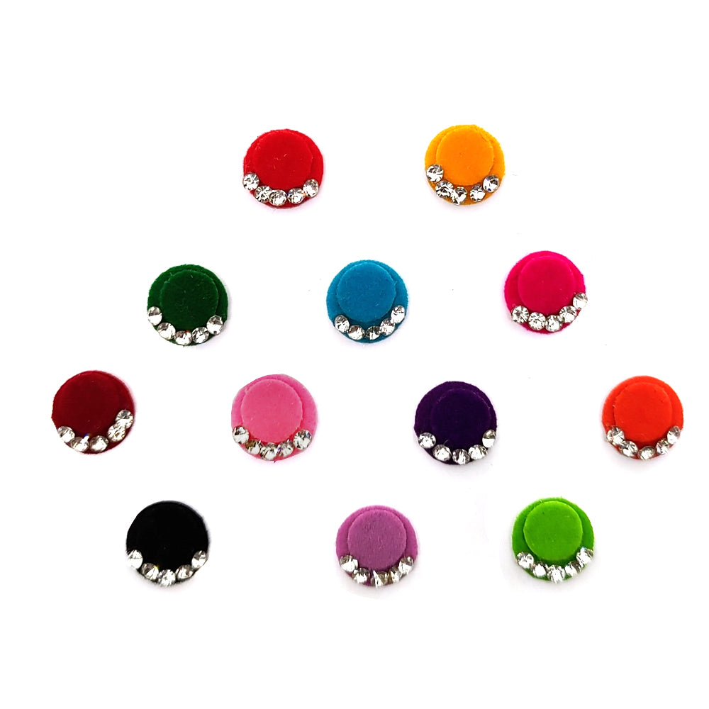 Comet Busters® Multicolor Round Classic Bindis – Handcrafted, Reusable, Skin-Safe Indian Forehead Stickers for Women
