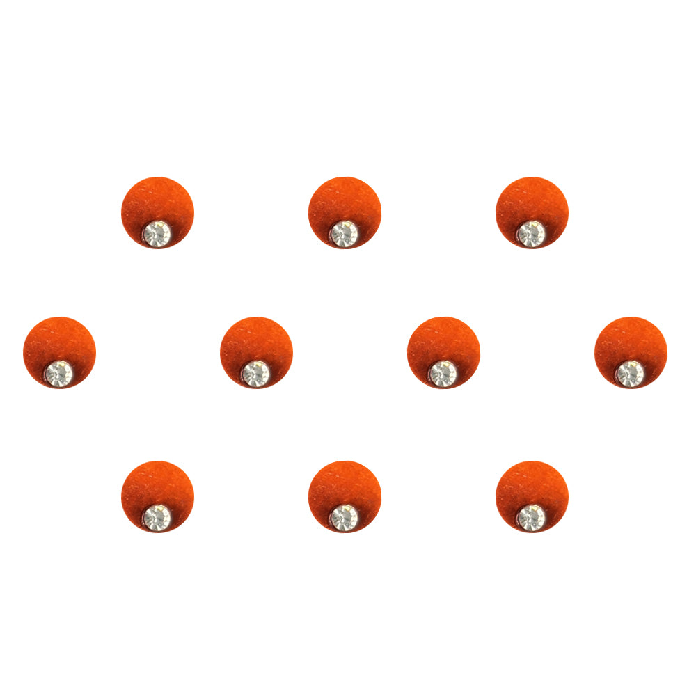Comet Busters® Orange Round Classic Bindis – Handcrafted, Reusable, Skin-Safe Indian Forehead Stickers for Women