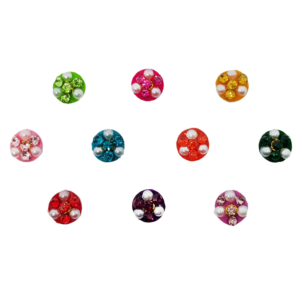 Comet Busters® Multicolor Round Classic Bindis – Handcrafted, Reusable, Skin-Safe Indian Forehead Stickers for Women