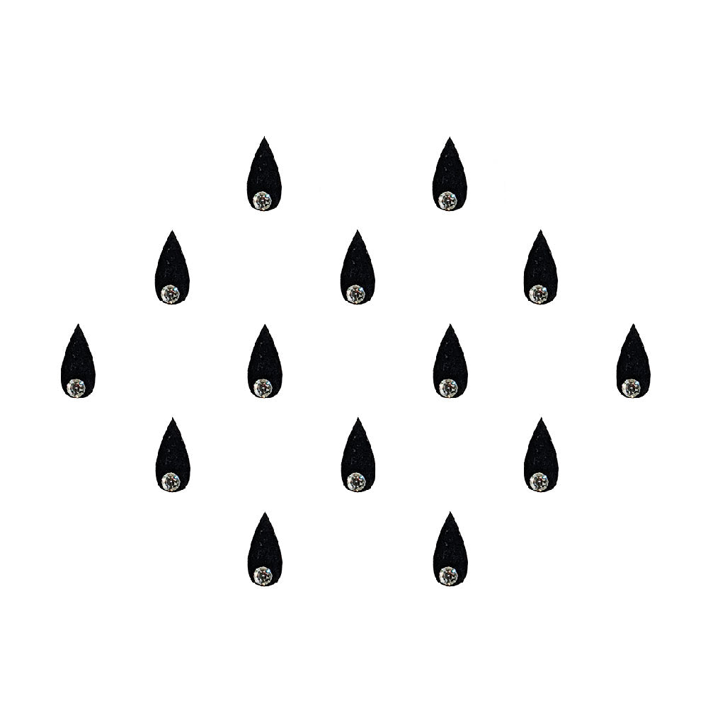 Comet Busters® Black Designer Classic Bindis – Handcrafted, Reusable, Skin-Safe Indian Forehead Stickers for Women
